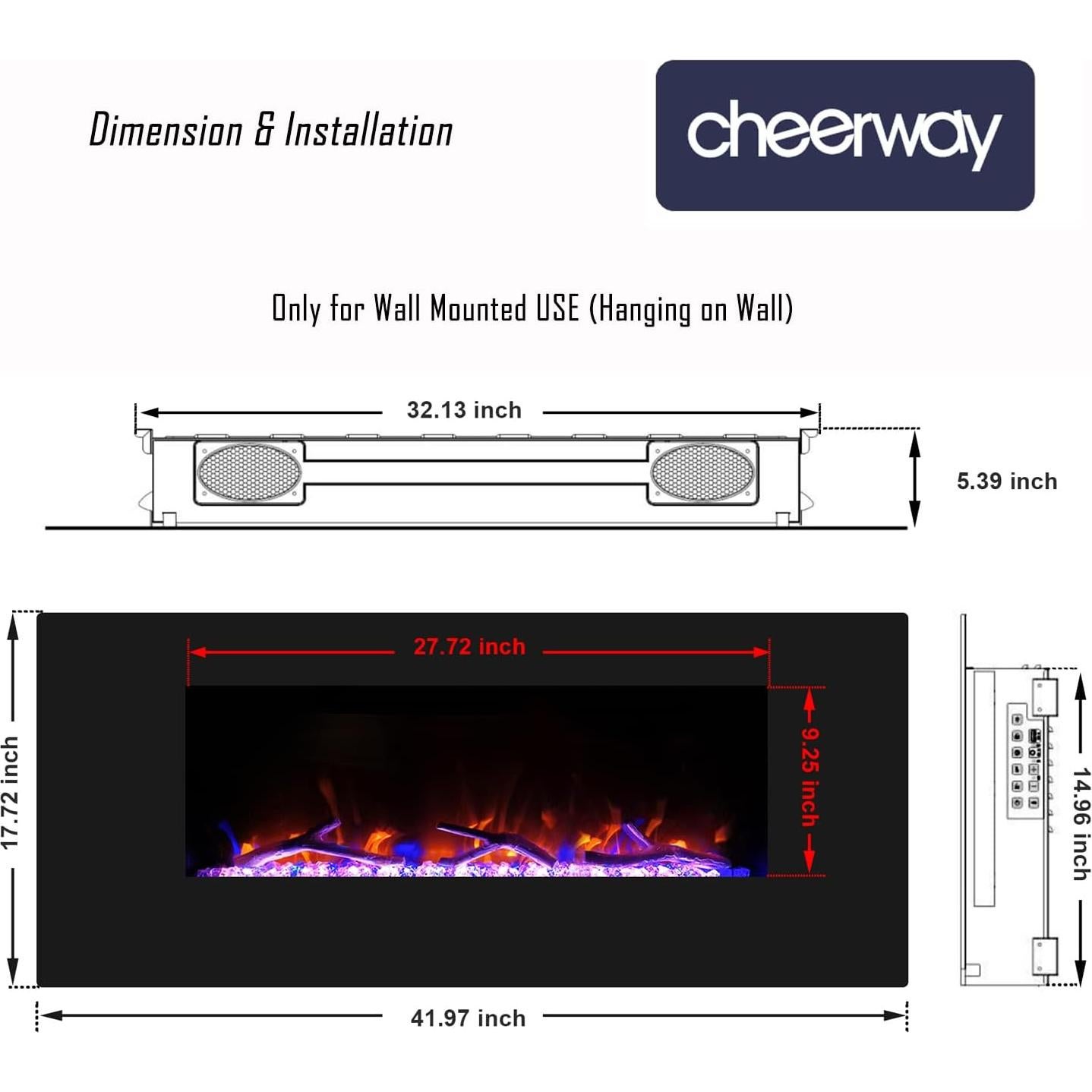 Chimenea Eléctrica Cheerway 42" con Altavoz Bluetooth