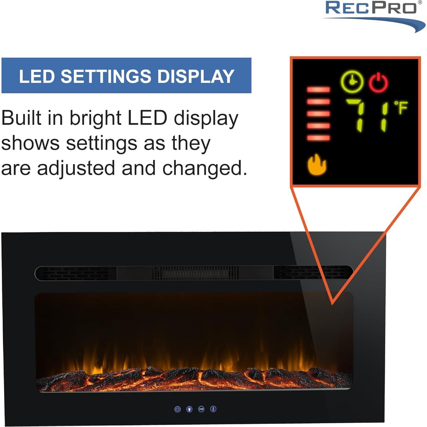 Chimenea Eléctrica RecPro 91 cm con Control Remoto