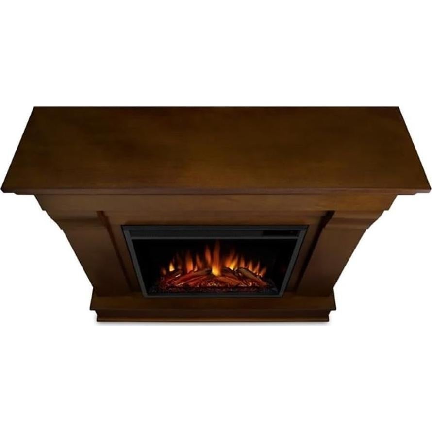 Real Flame Chateau 41" Amish Solid Wood Electric Fireplace with Mantel, Electric Firebox, Remote Control, Hardware, Power Cord, Adjustable Thermostat Settings, in Espresso Finish