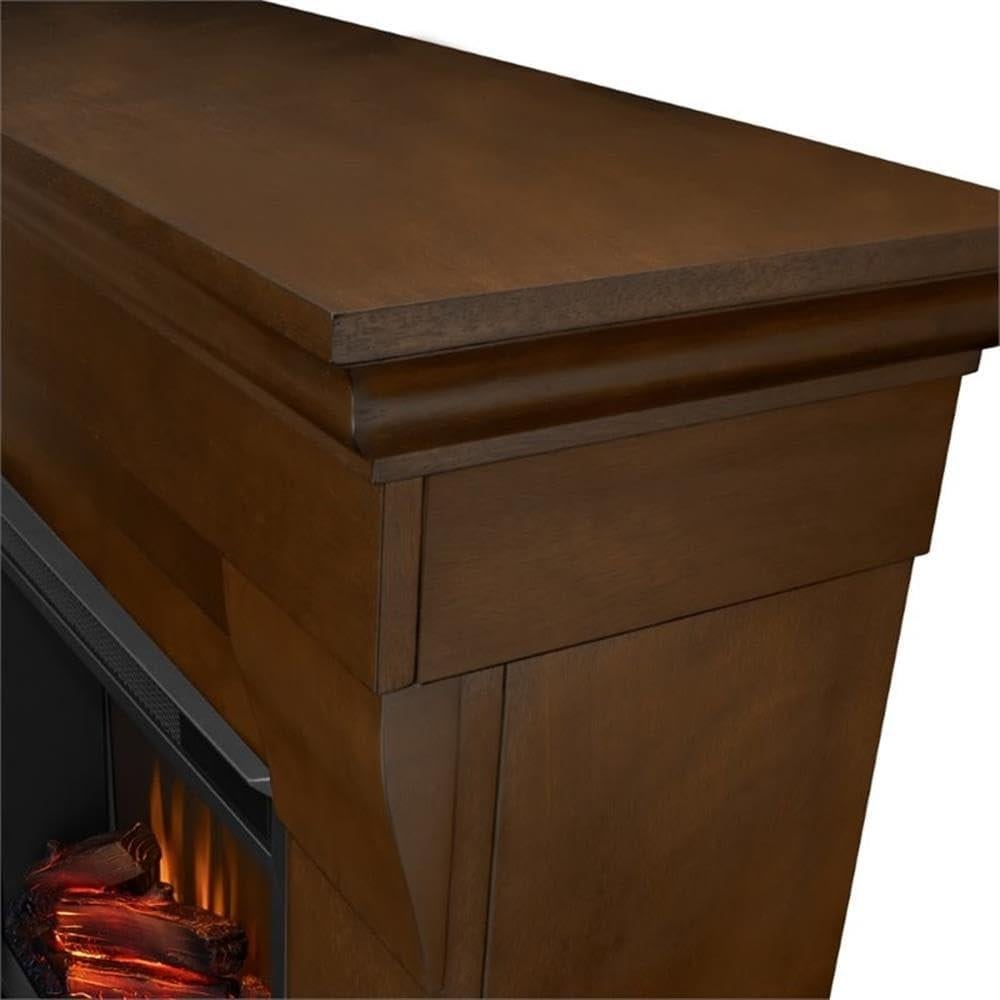 Real Flame Chateau 41" Amish Solid Wood Electric Fireplace with Mantel, Electric Firebox, Remote Control, Hardware, Power Cord, Adjustable Thermostat Settings, in Espresso Finish