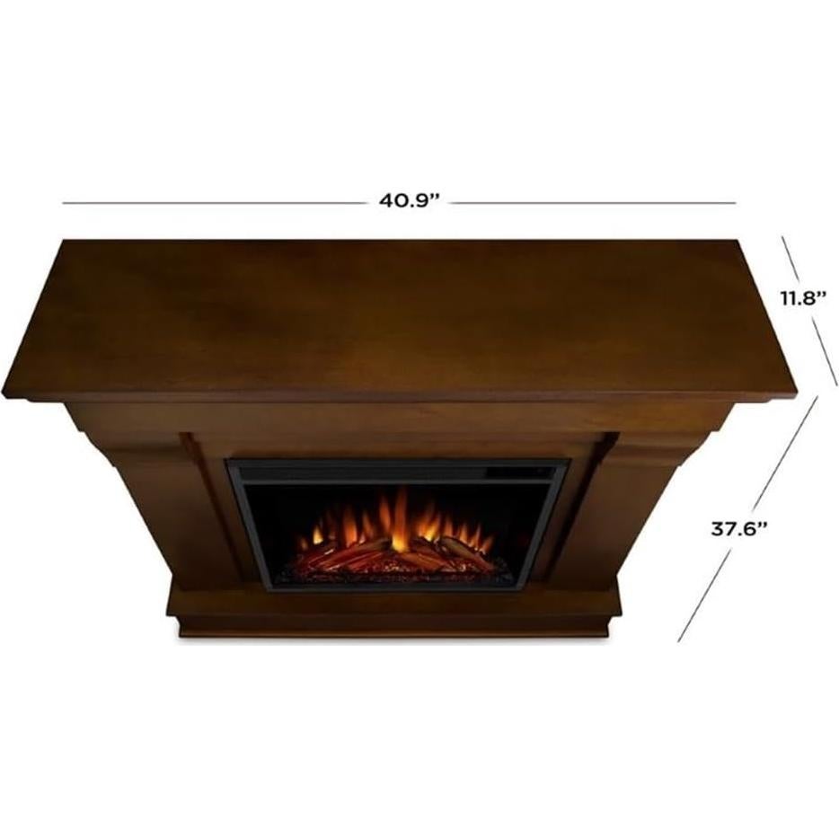 Real Flame Chateau 41" Amish Solid Wood Electric Fireplace with Mantel, Electric Firebox, Remote Control, Hardware, Power Cord, Adjustable Thermostat Settings, in Espresso Finish