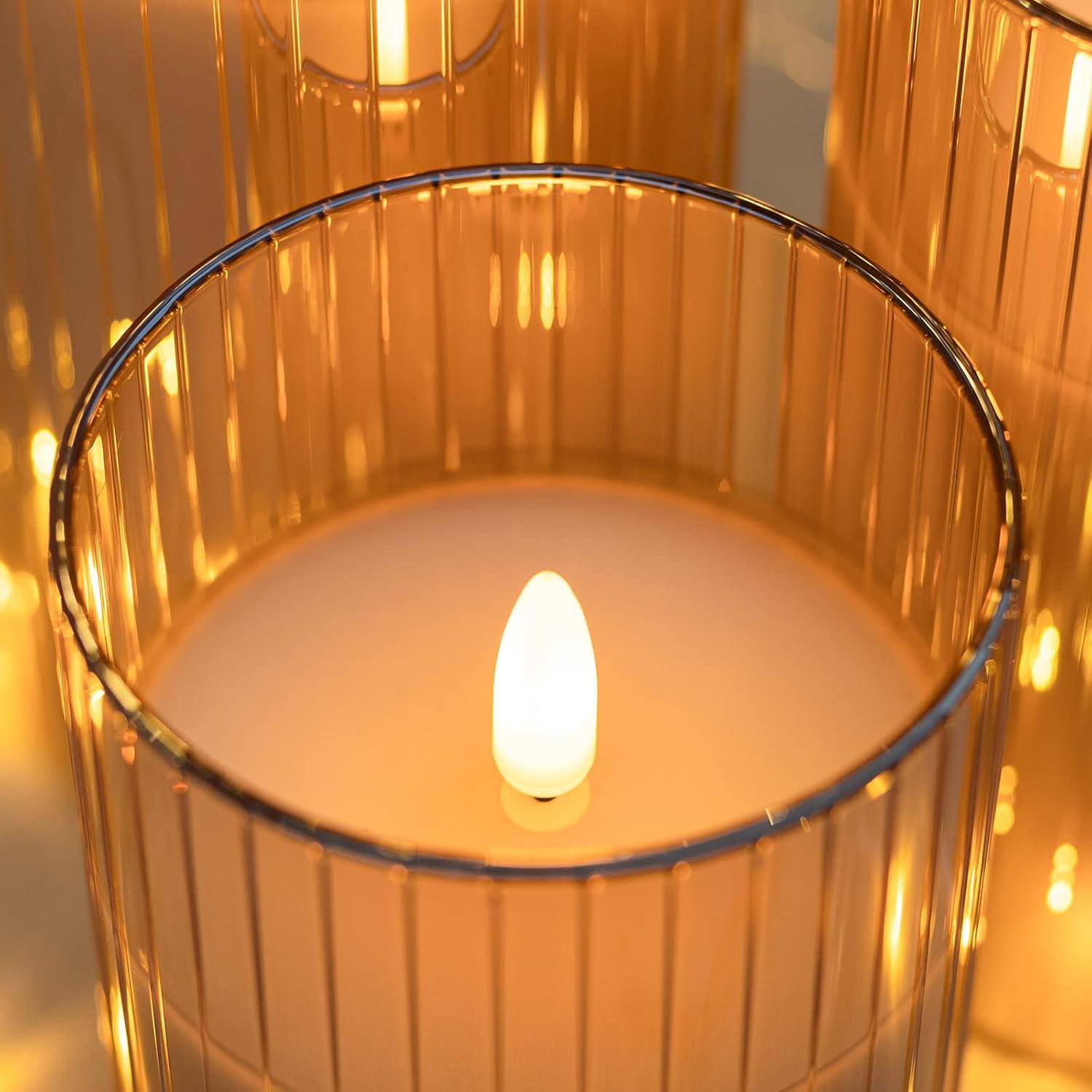 Juego de 3 Velas LED Angelloong Doradas con Control Remoto