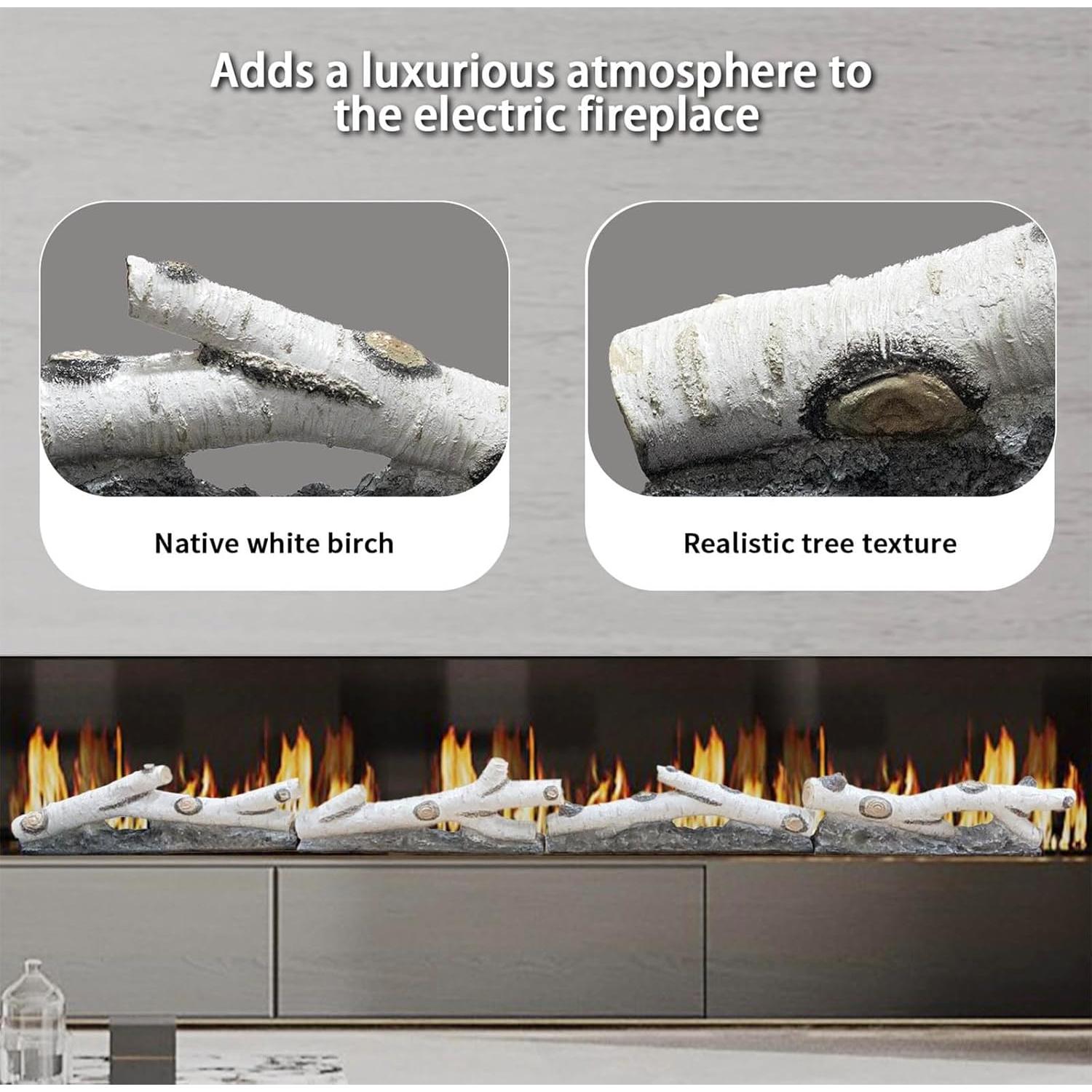 Chimenea Eléctrica Dainiqukanhai 3 Piezas Troncos Blancos