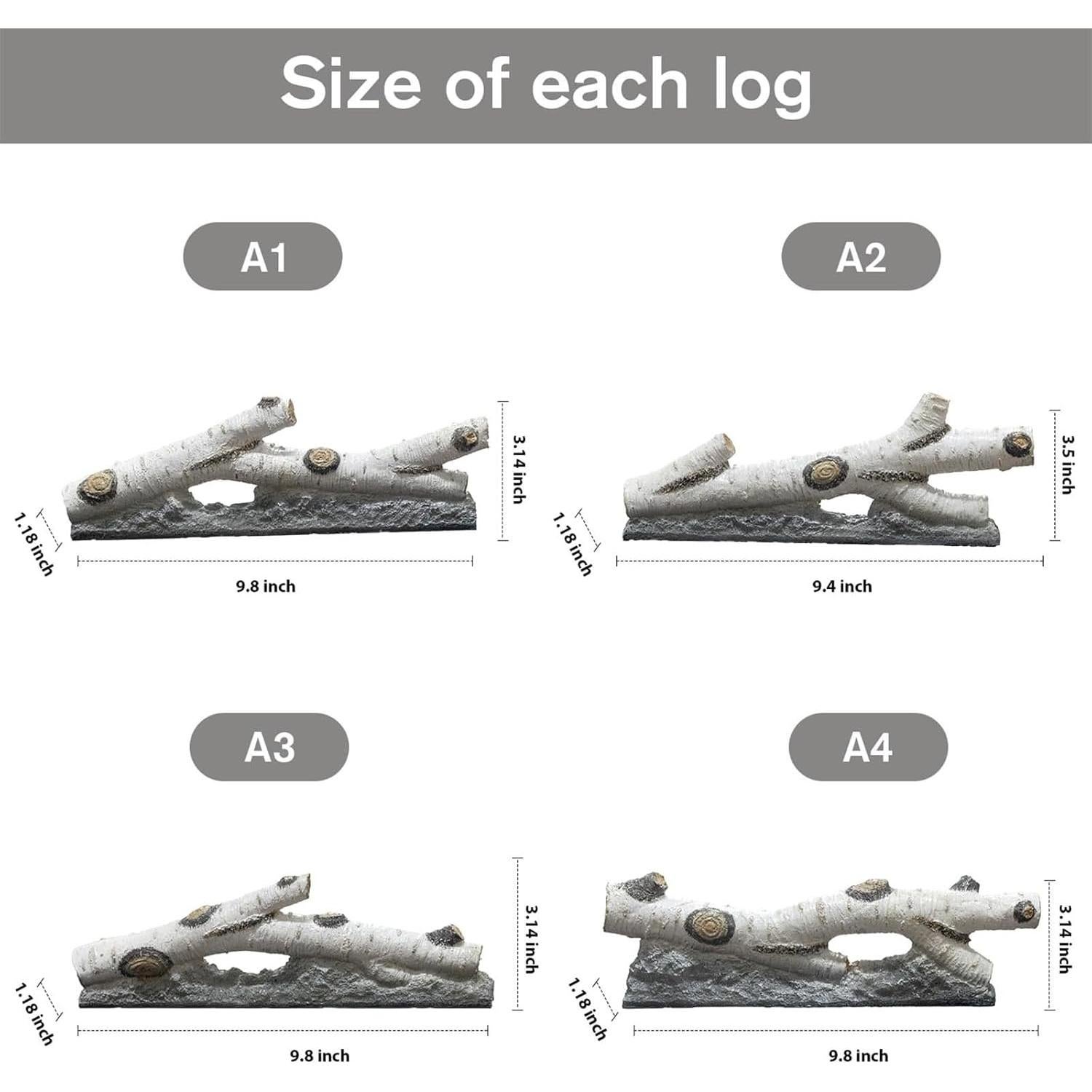 Chimenea Eléctrica Dainiqukanhai 3 Piezas Troncos Blancos