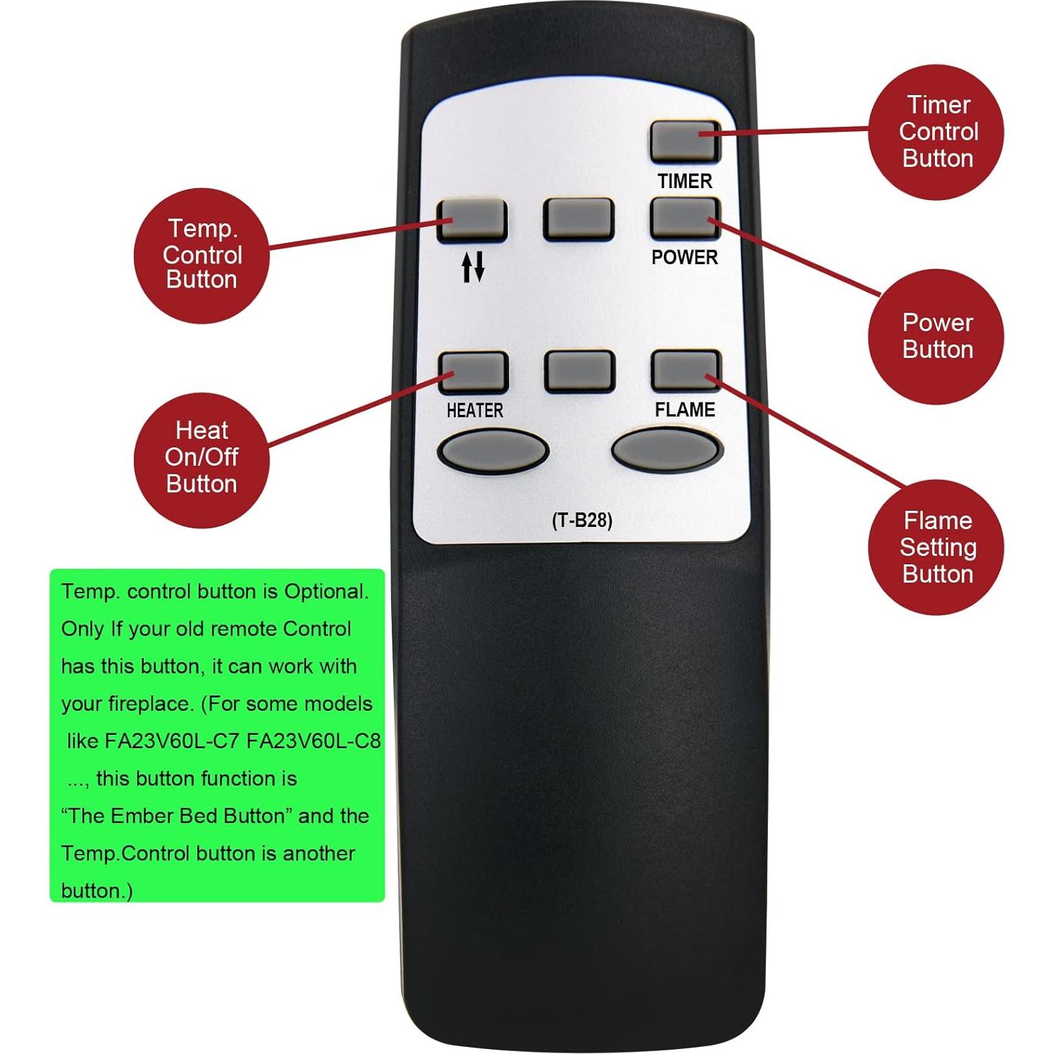 Control Remoto Reemplazo Altra Flame Chimenea Eléctrica