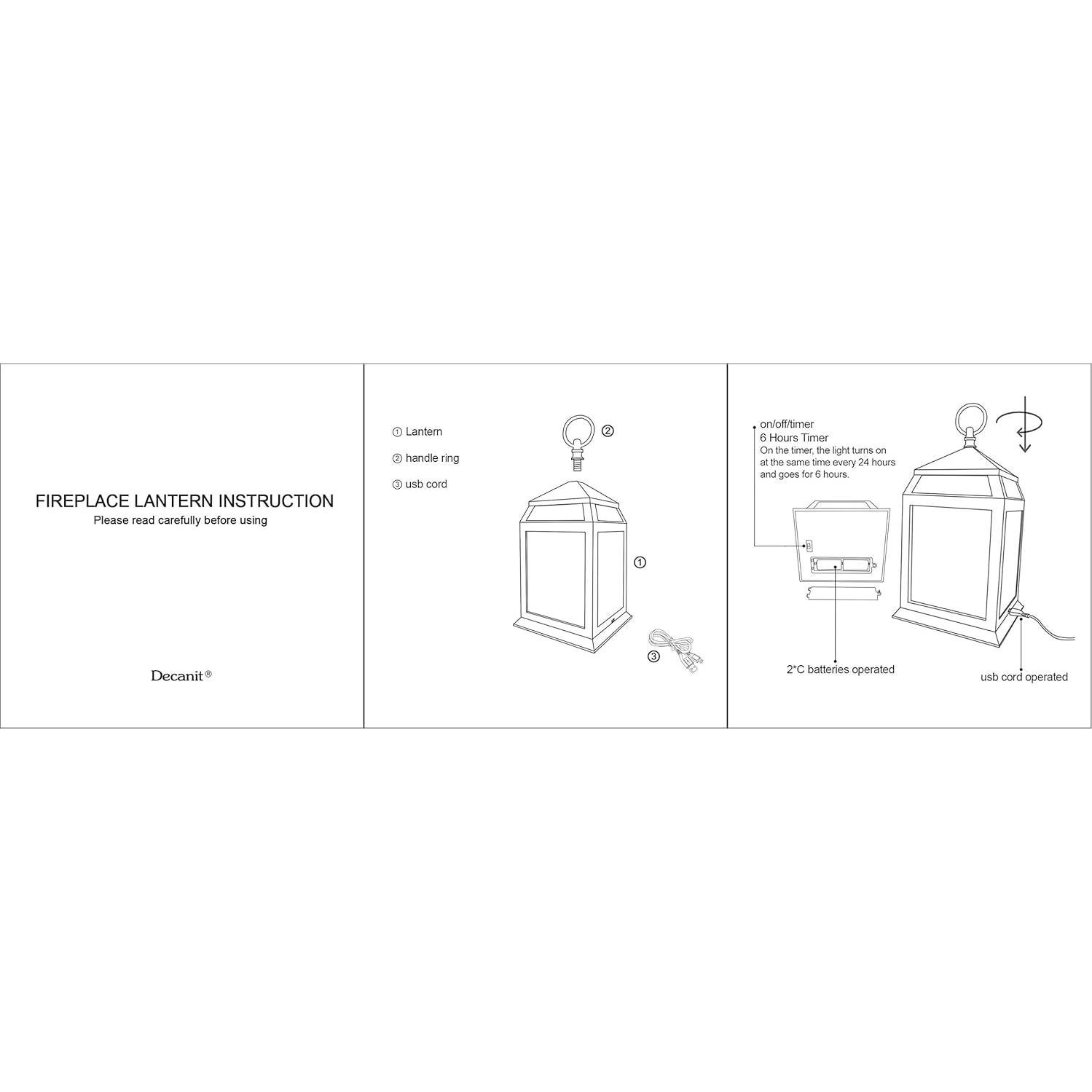 Linterna Decorativa de Chimenea Decanit 16x30 cm USB