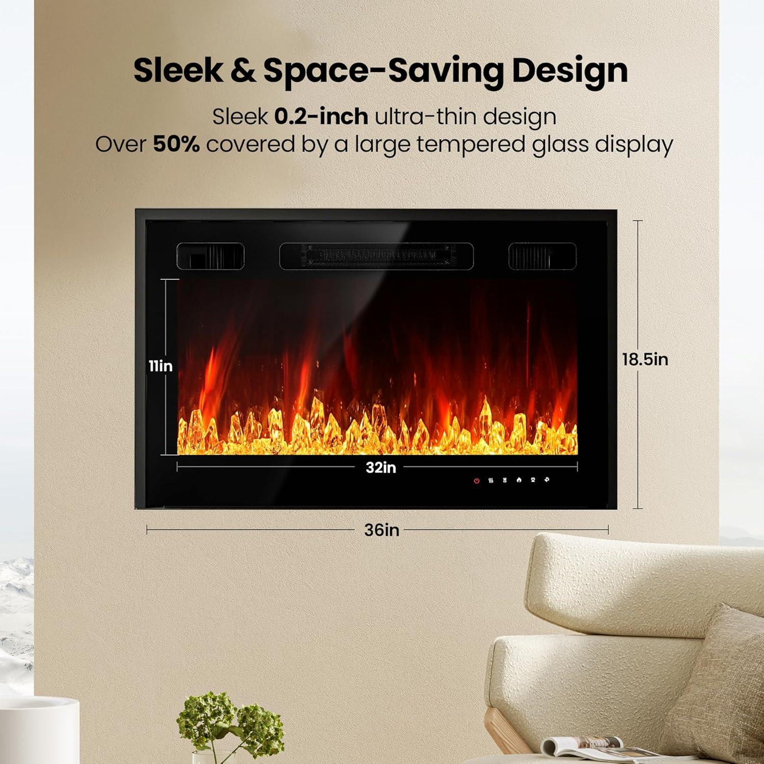 Chimenea Eléctrica RealSmart 36" 1500W Control Remoto