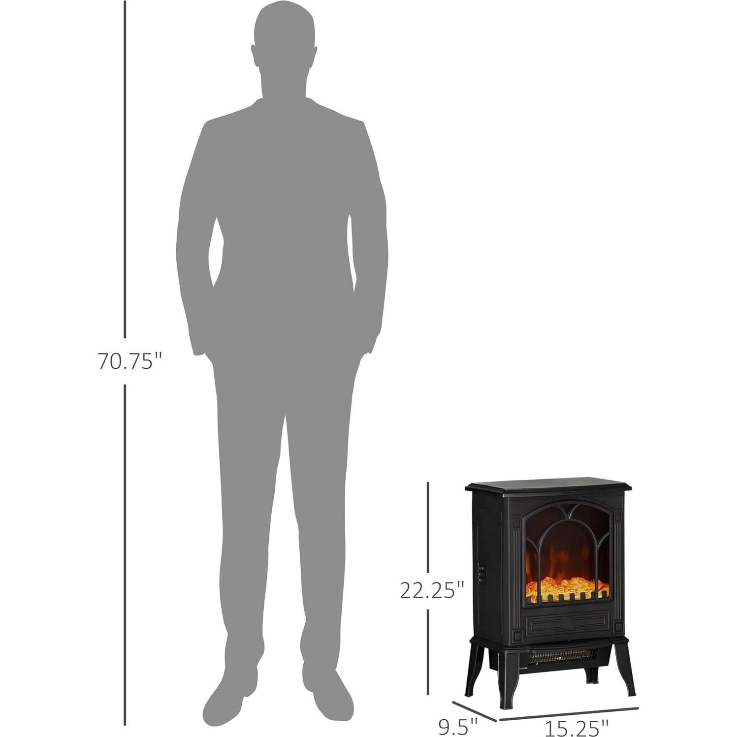 Chimenea Eléctrica HOMCOM 750/1500W Efecto Llama Realista