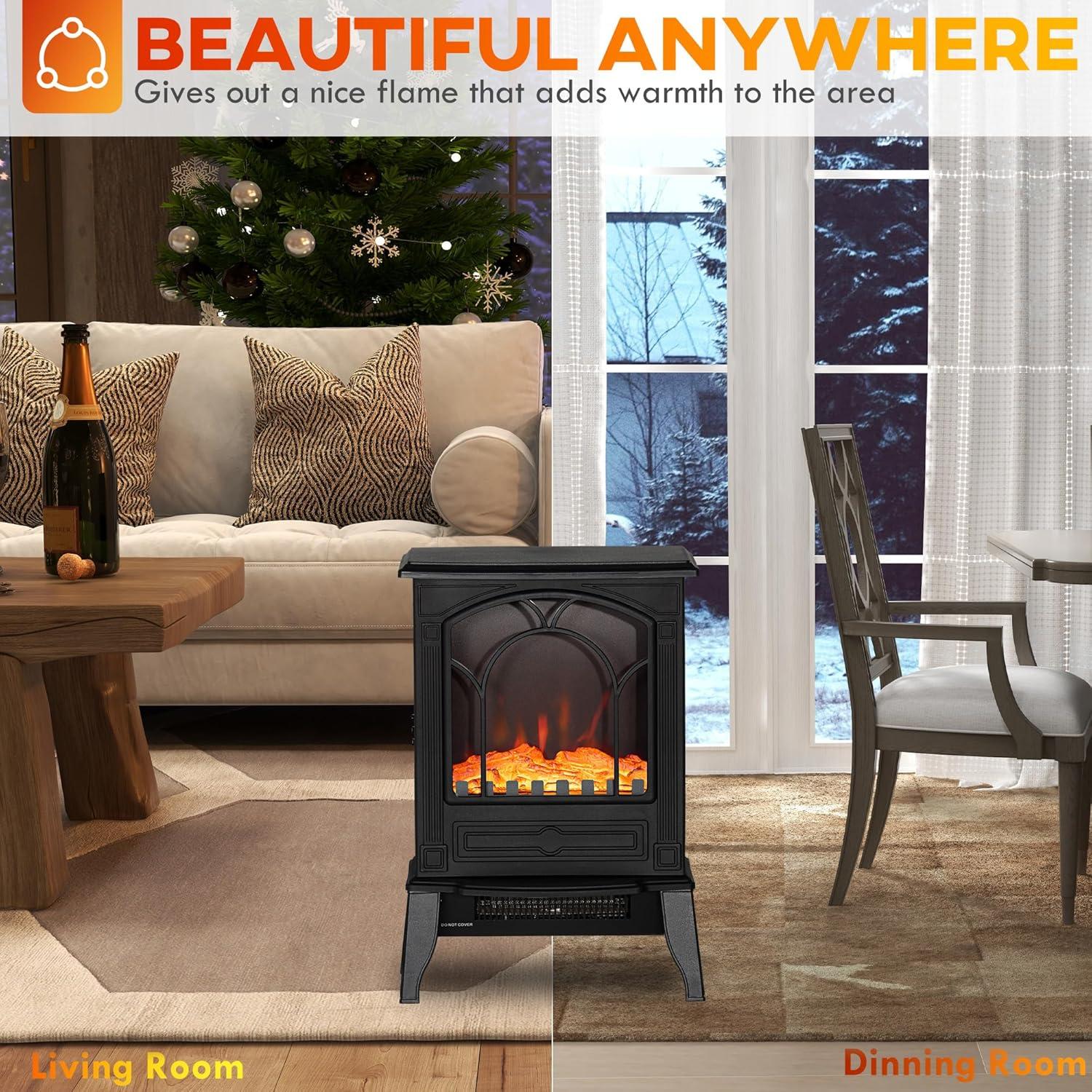 Chimenea Eléctrica HOMCOM 750/1500W Efecto Llama Realista