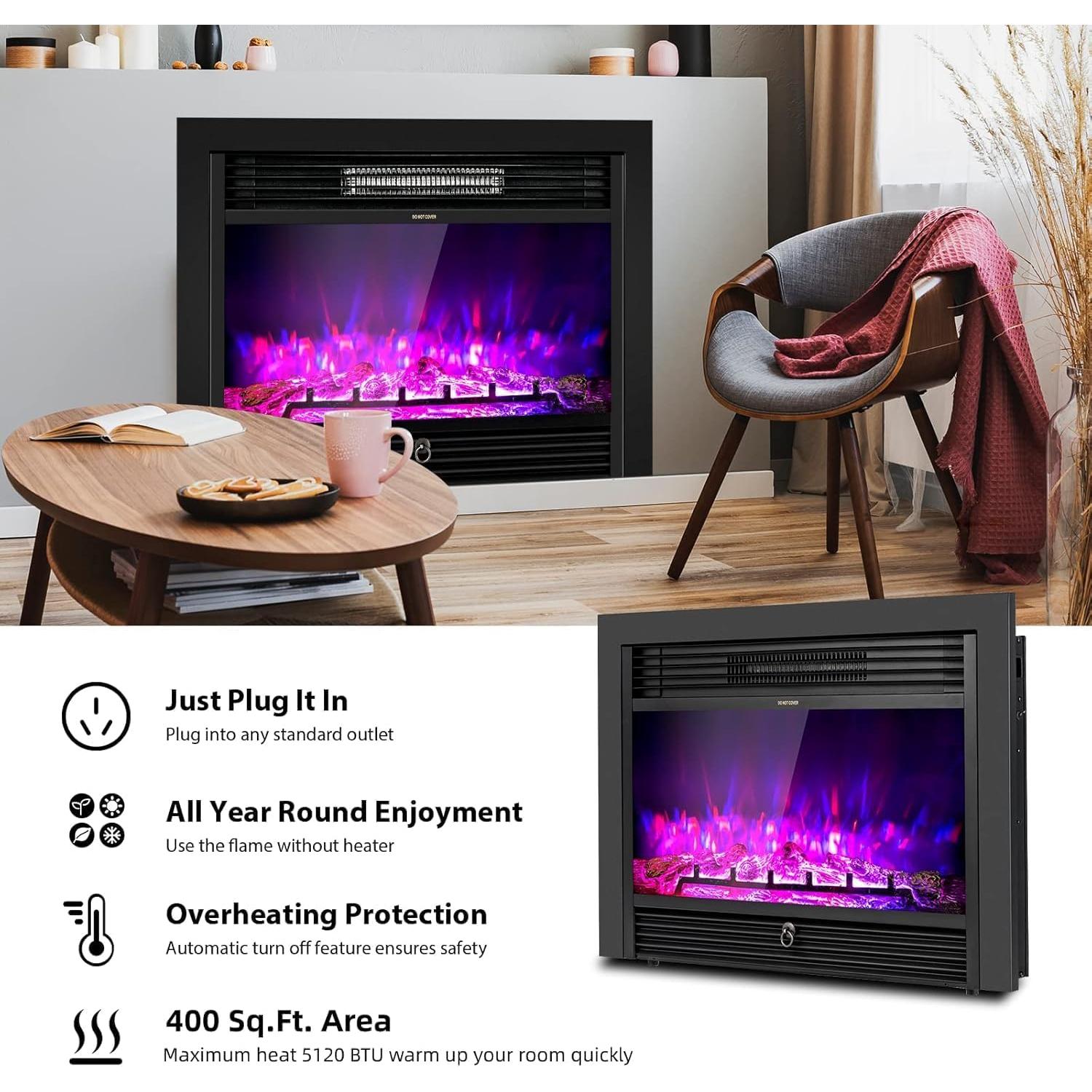 Chimenea Eléctrica COSTWAY EF-30D 750W/1500W con Control Remoto