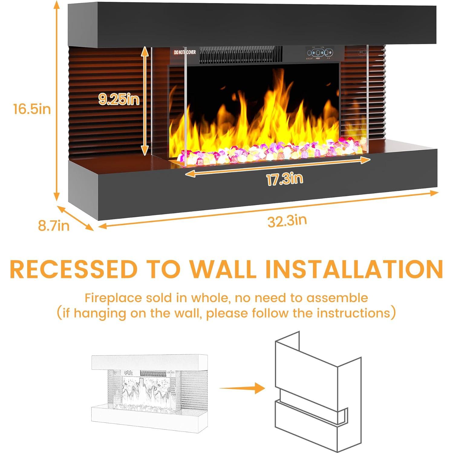 Chimenea Eléctrica COCO DESIGN 82.55 cm con Control Remoto