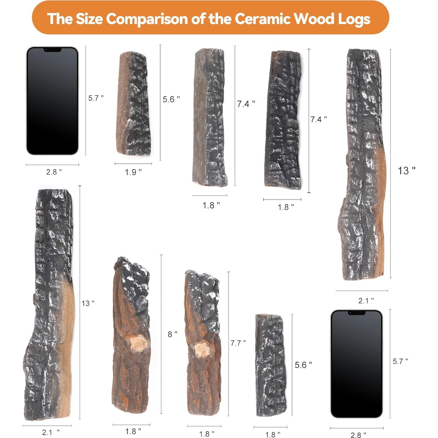 Conjunto de 8 Registros de Cerámica Skyflame para Chimeneas