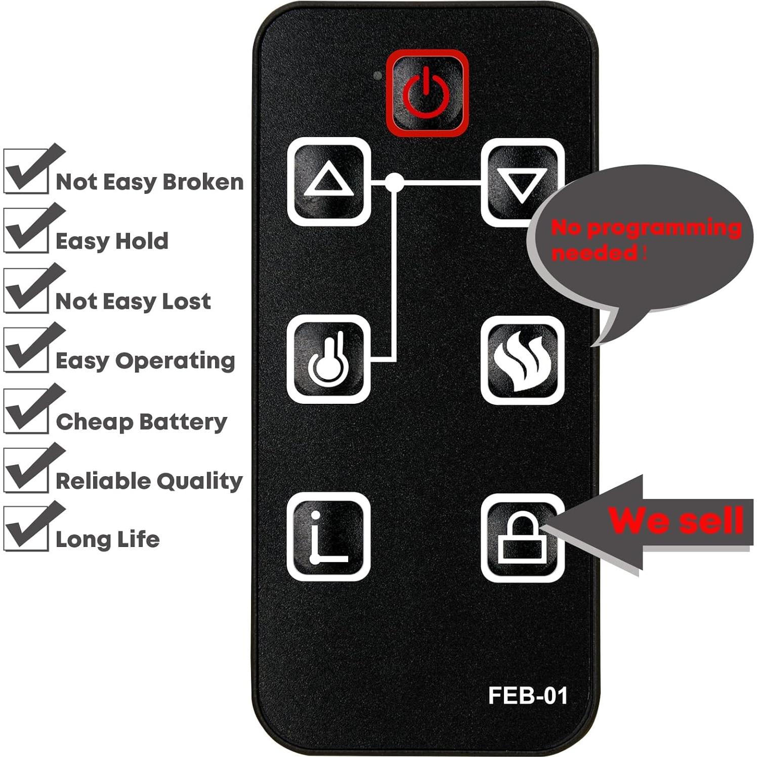 Control Remoto Reemplazo FEBO Flame ZHS-30-A ZHS-30-C