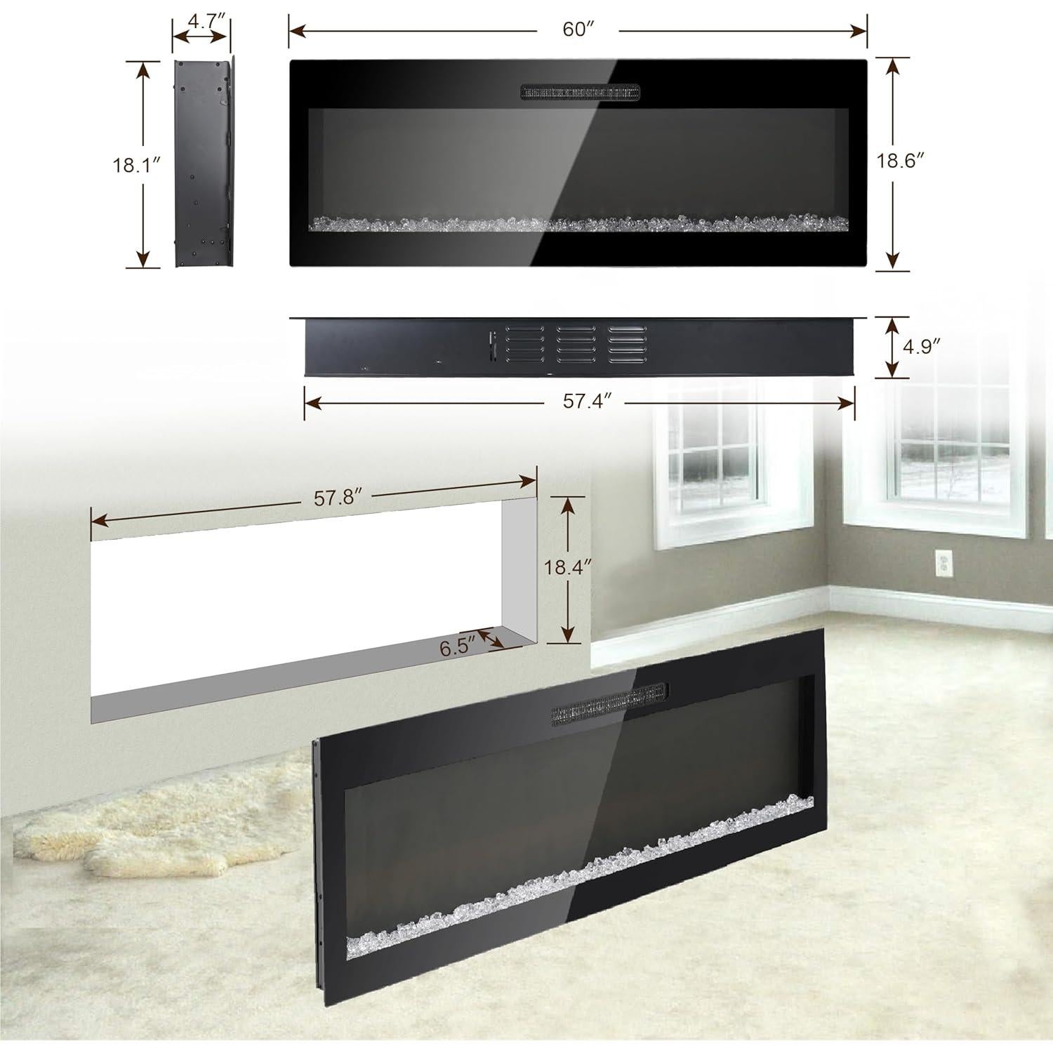 Chimenea Eléctrica Ball & Cast 60 cm Control Remoto 16 Colores
