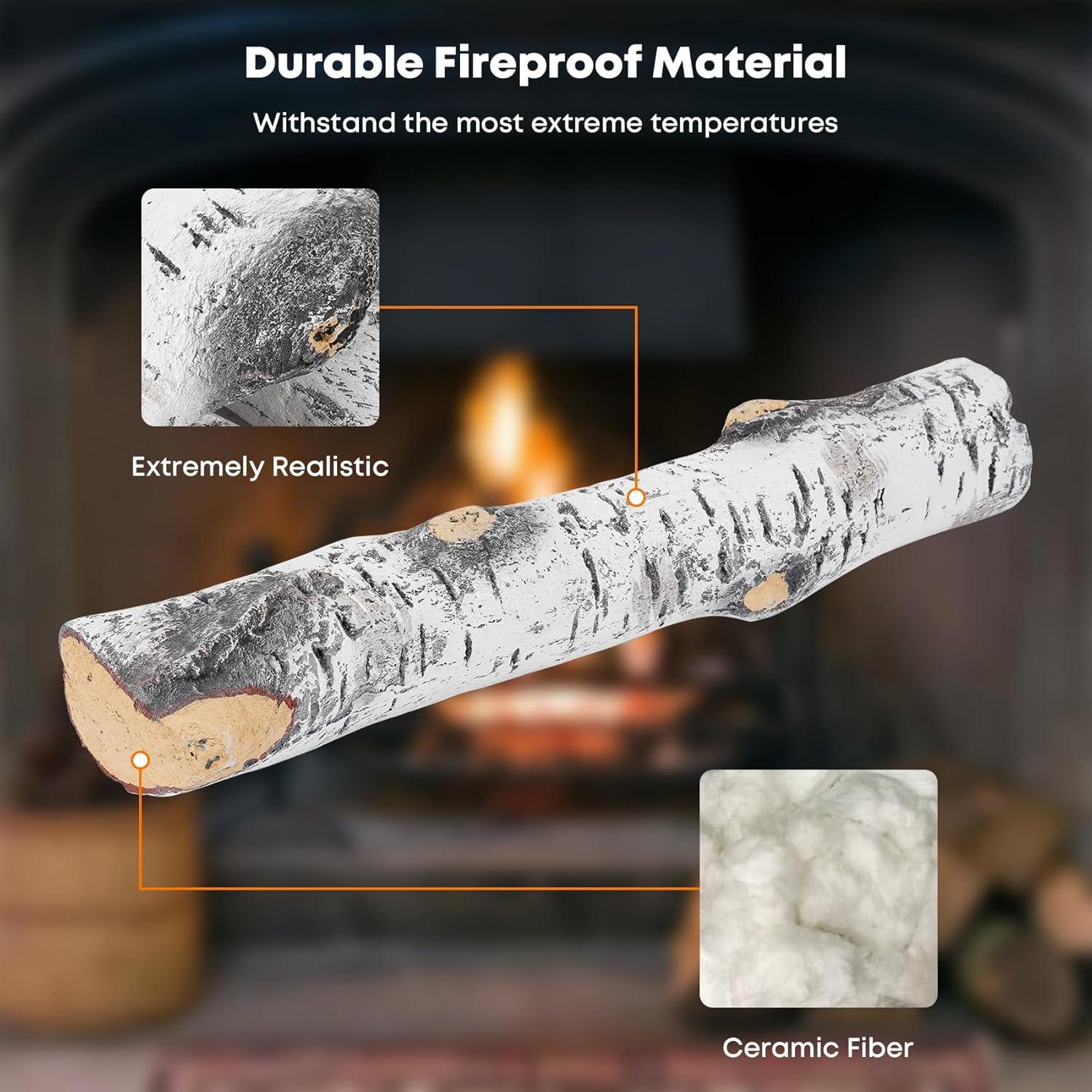 Conjunto de troncos cerámicos Stanbroil 6 piezas para chimenea