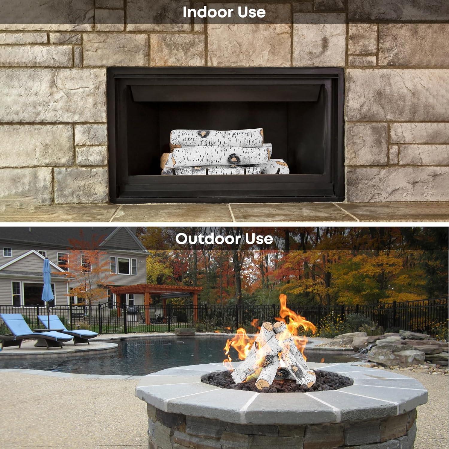 Conjunto de troncos cerámicos Stanbroil 6 piezas para chimenea