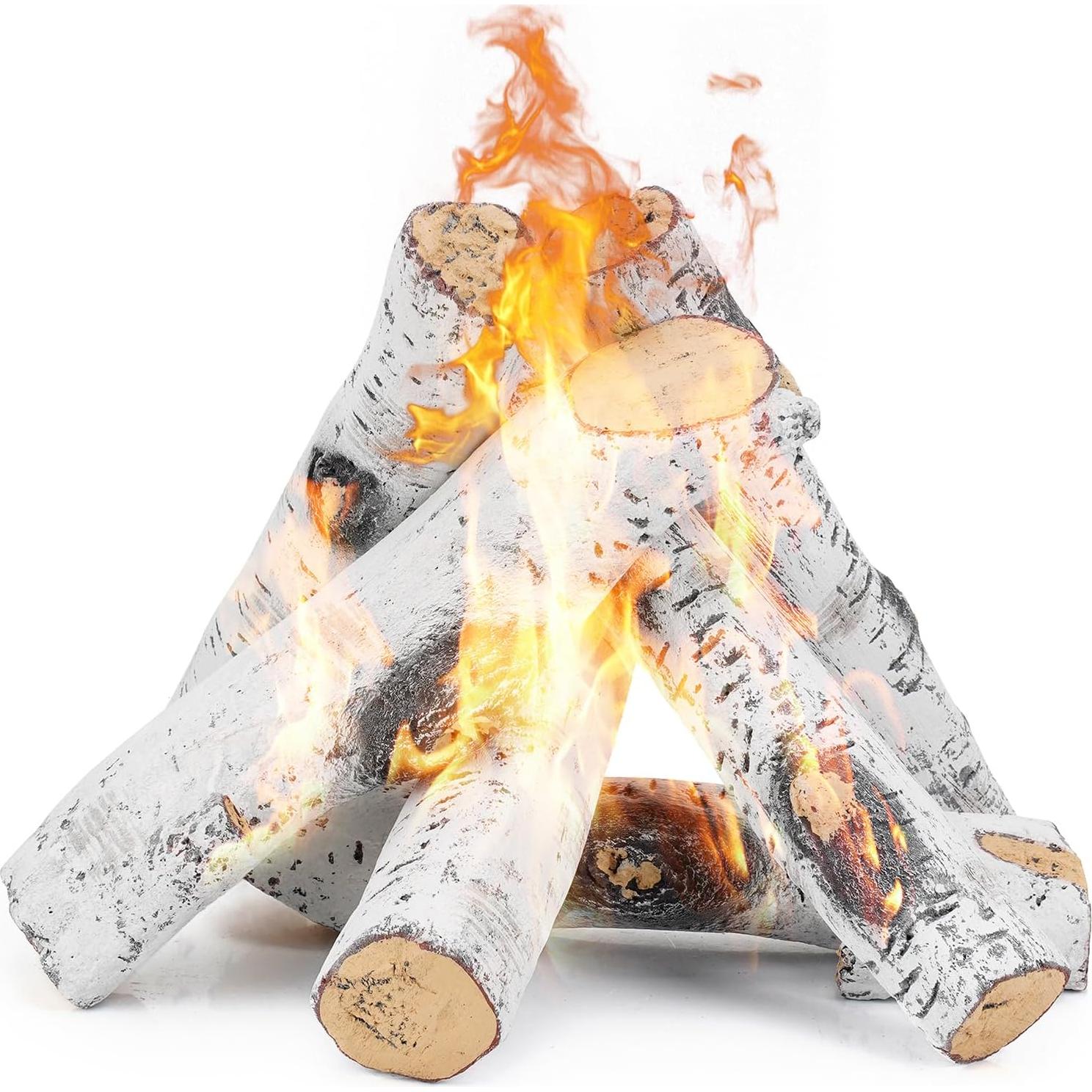 Conjunto de troncos cerámicos Stanbroil 6 piezas para chimenea