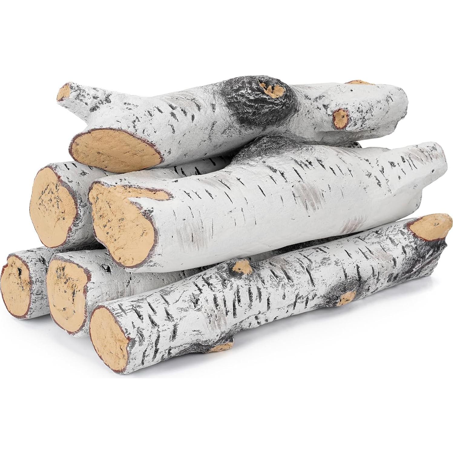 Conjunto de troncos cerámicos Stanbroil 6 piezas para chimenea