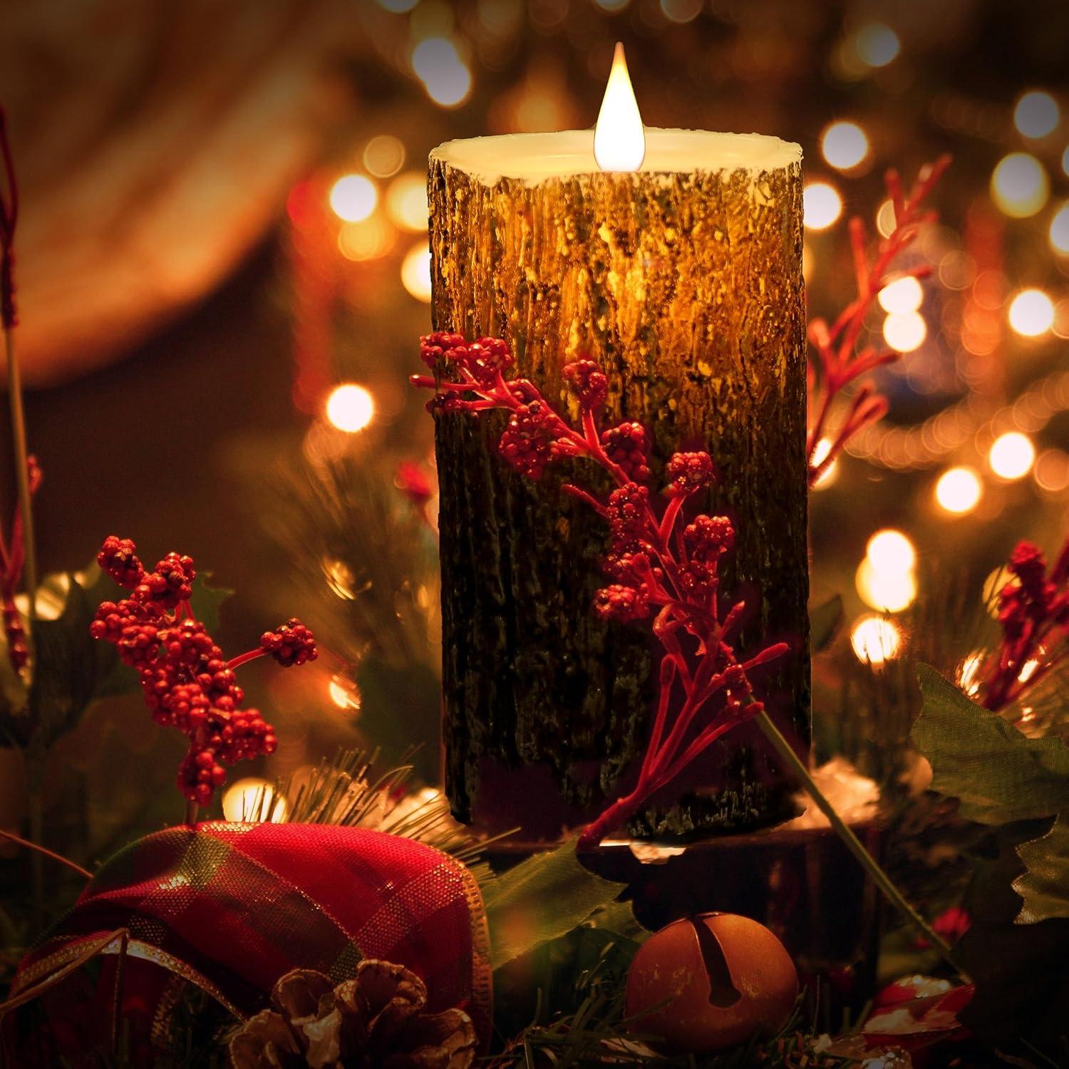 Vela LED Niceme Recargable 3 Piezas Corteza de Pino