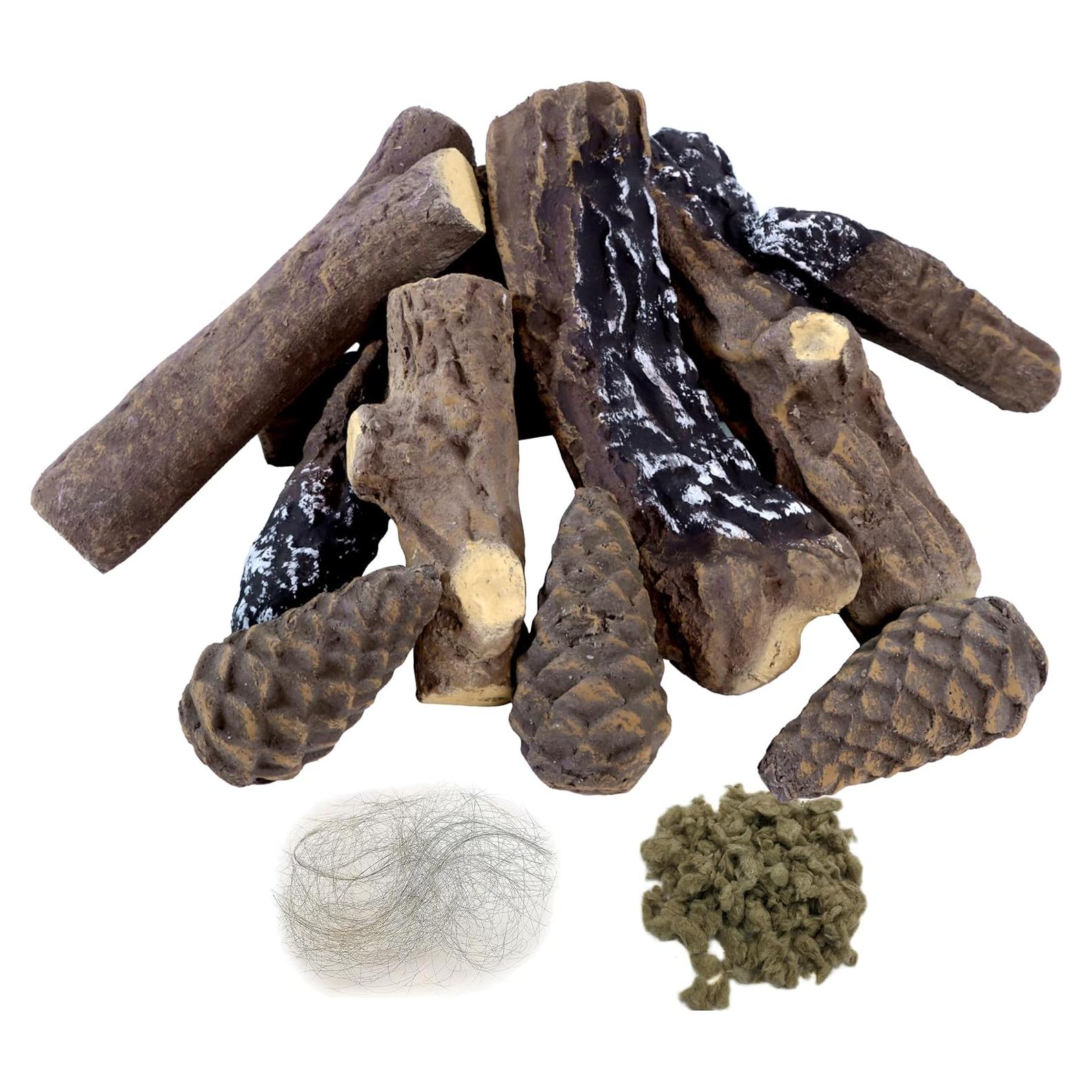 Conjunto de troncos de chimenea MrGas 10 piezas cerámica