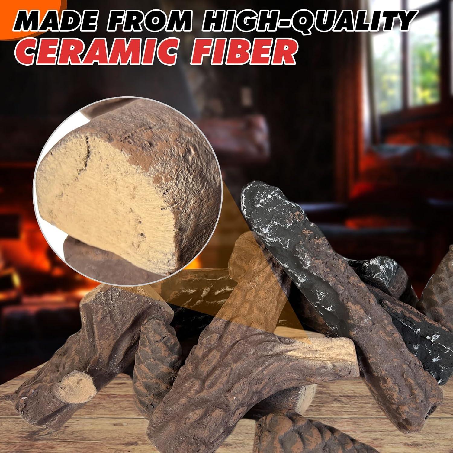 Conjunto de troncos de chimenea MrGas 10 piezas cerámica