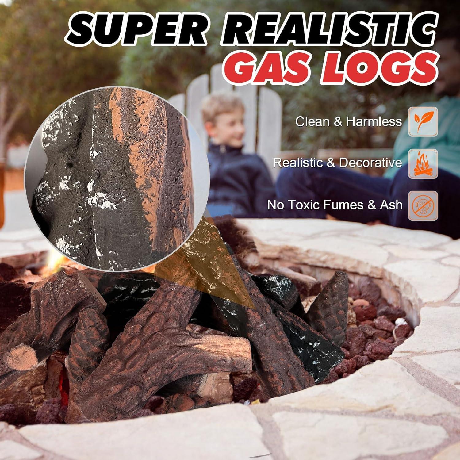 Conjunto de troncos de chimenea MrGas 10 piezas cerámica