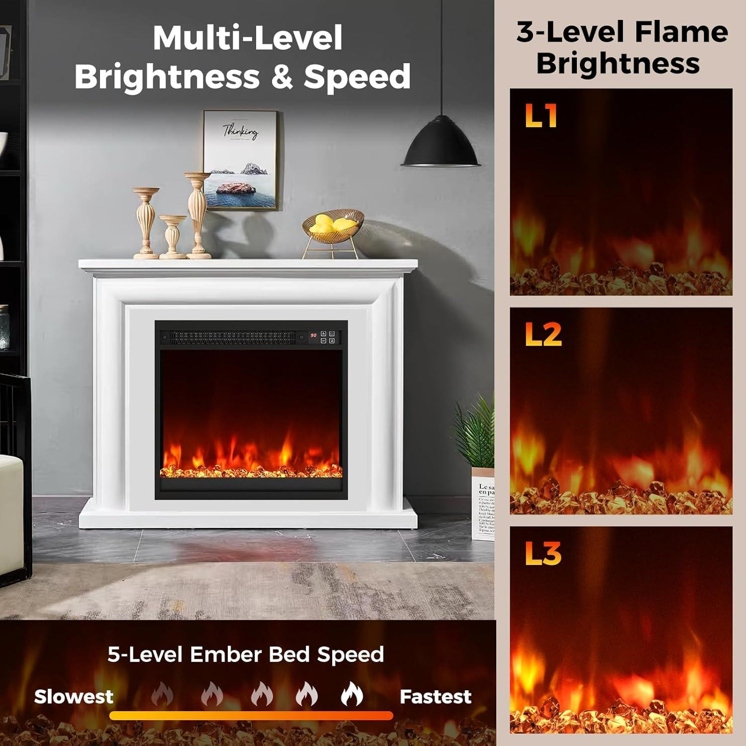 COSTWAY Chimenea Eléctrica 49.1cm Multicolor 1500W
