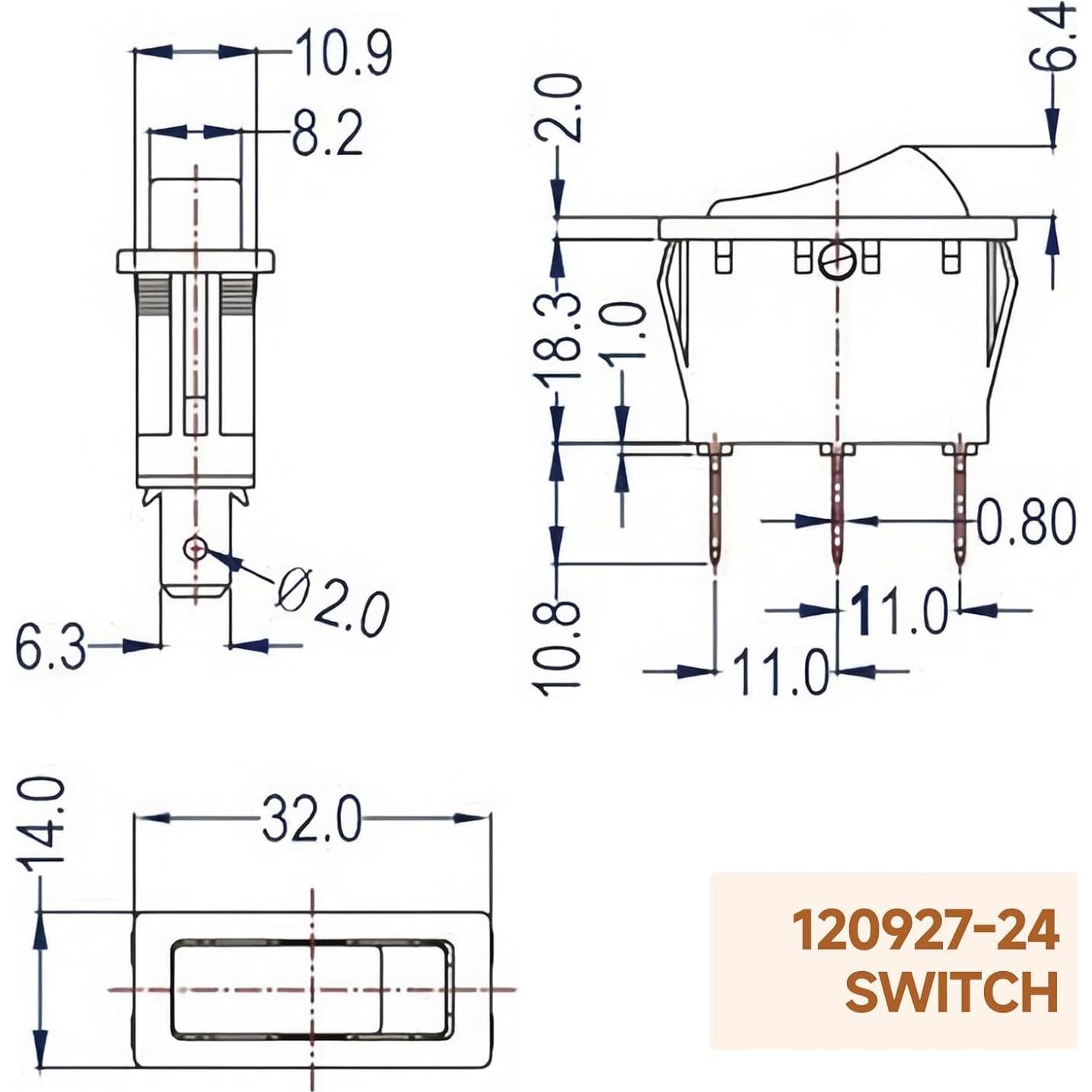 Interruptor Rocker Iluminado 120V Numano 120927-24 para Chimenea