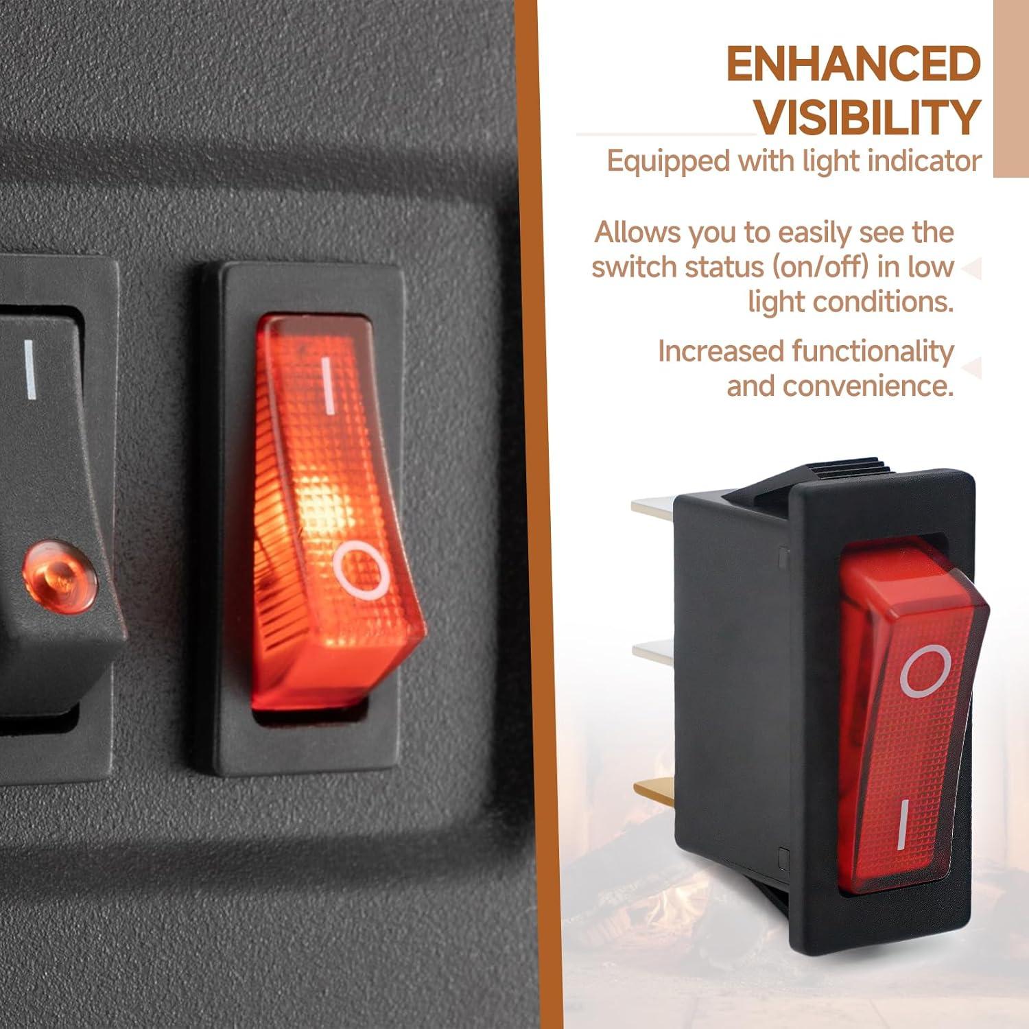 Interruptor Rocker Iluminado 120V Numano 120927-24 para Chimenea