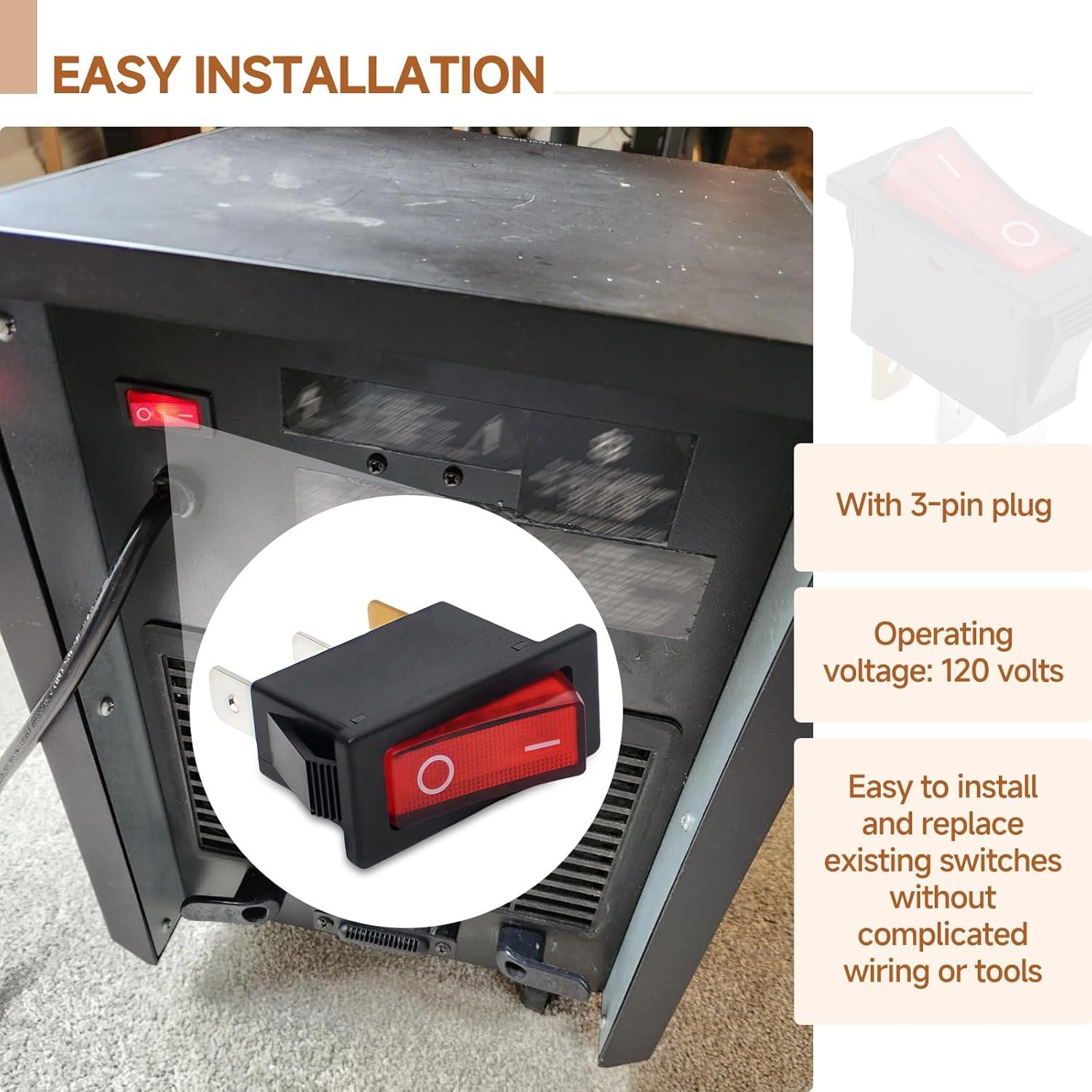 Interruptor Rocker Iluminado 120V Numano 120927-24 para Chimenea