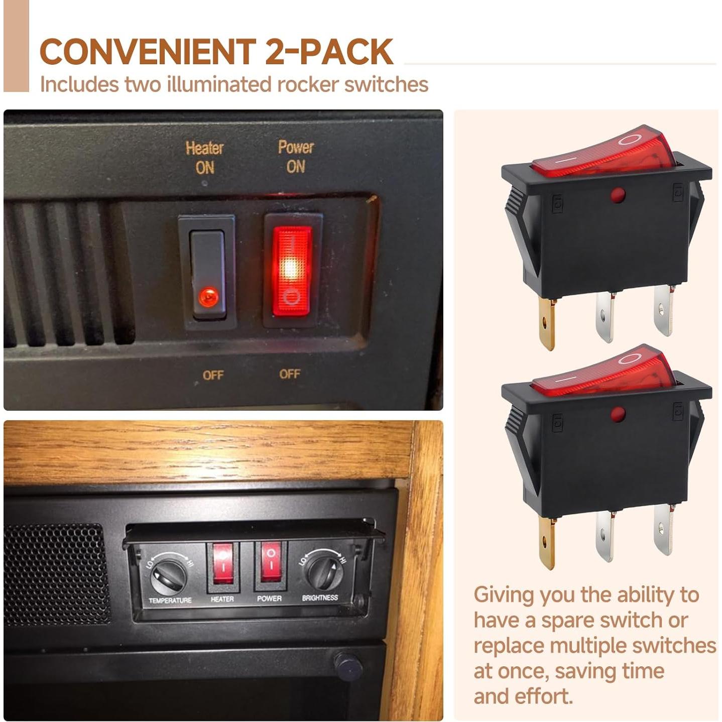 Interruptor Rocker Iluminado 120V Numano 120927-24 para Chimenea