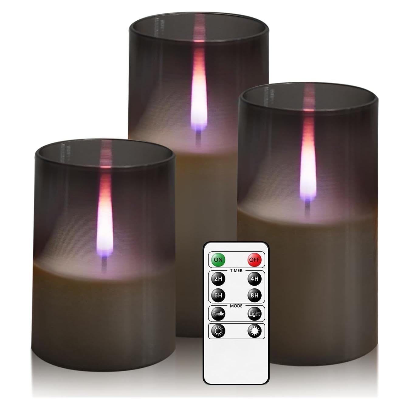 Juego de 3 Velas LED Kakoya con Llama Realista y Control Remoto