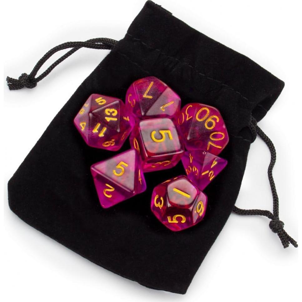 Dados Poliedricos Wiz Dice Serie II Fuego de Hadas 7 piezas