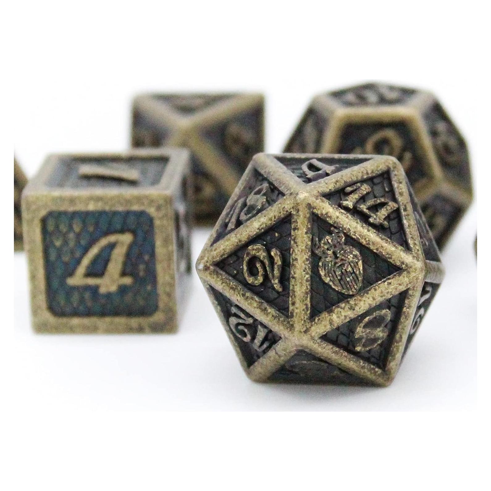Juego de Dados de Metal HEIMDALLR 7 pcs Dragonhide 16mm