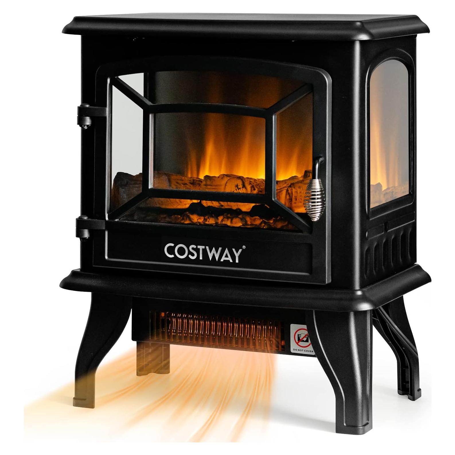 Estufa de Chimenea Eléctrica COSTWAY SF507-17B 1400W 4777 BTU