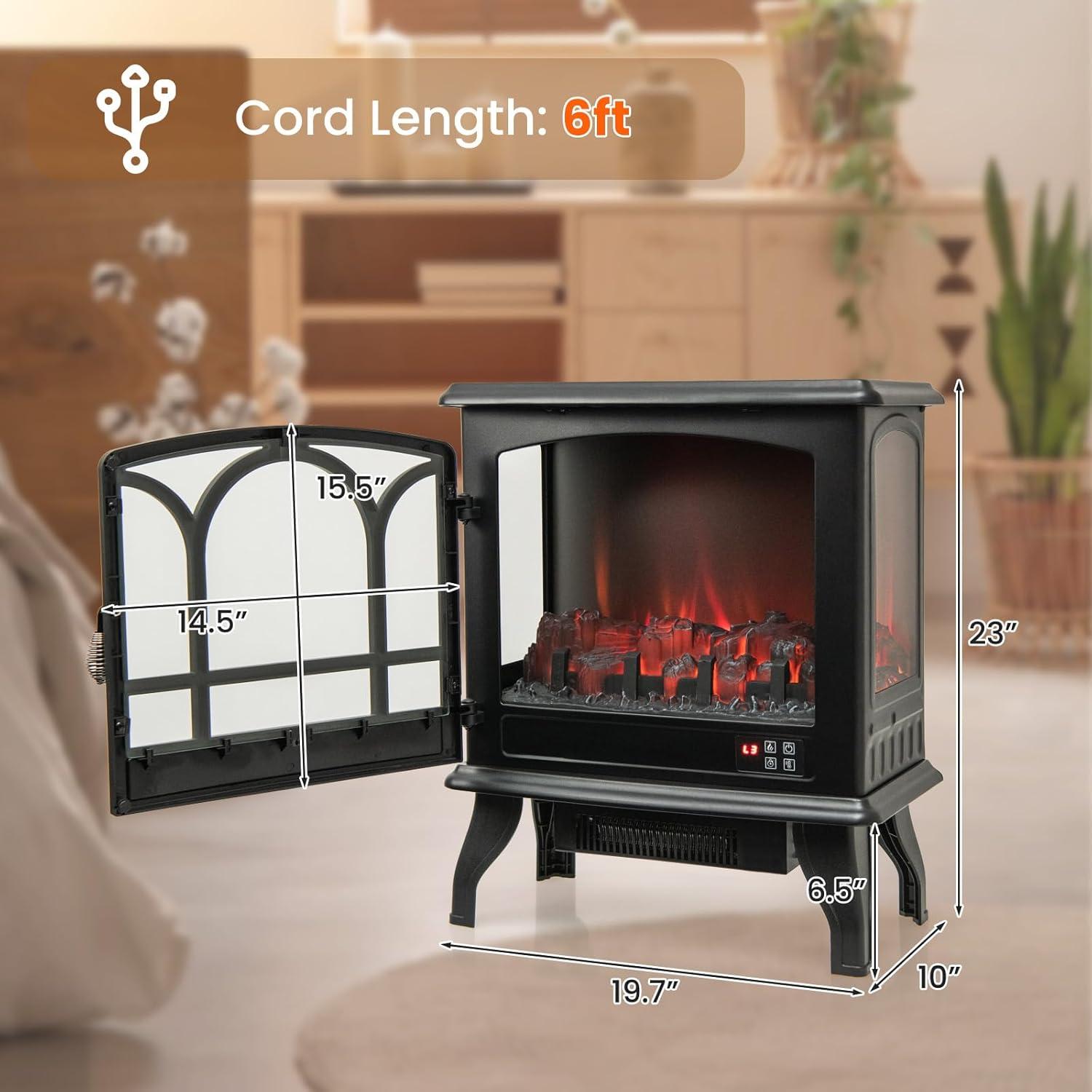 Estufa Eléctrica de Chimenea COSTWAY 1400W con Control Remoto