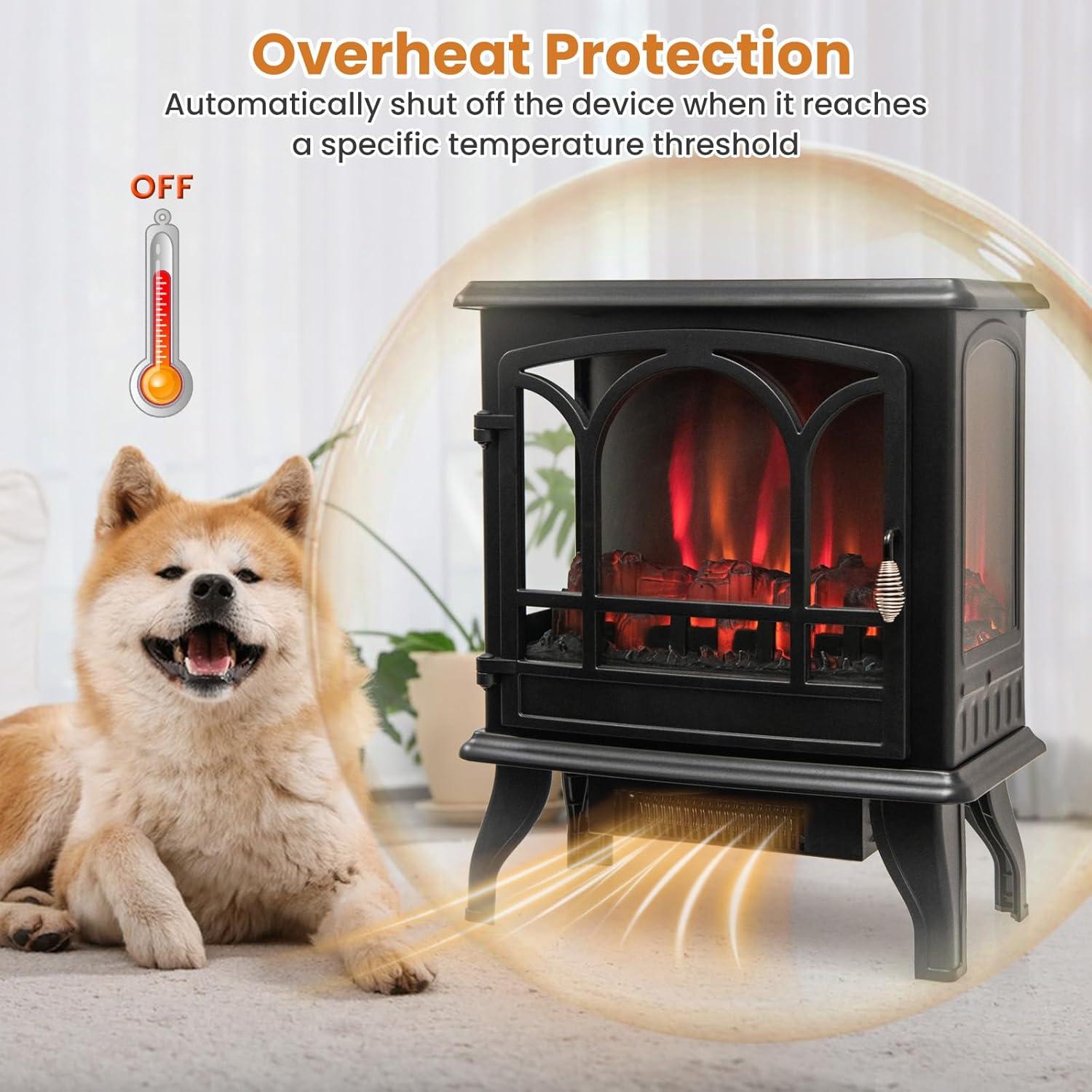 Estufa Eléctrica de Chimenea COSTWAY 1400W con Control Remoto