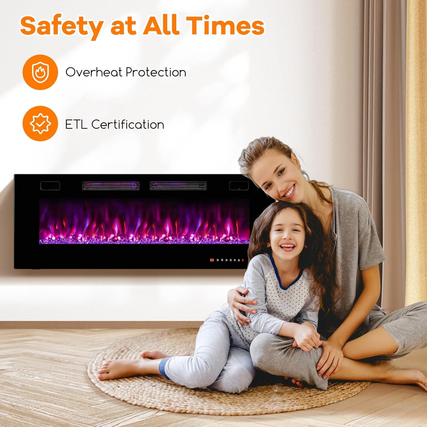 Chimenea Eléctrica Tangkula 127 cm Ultra Delgada Control Remoto