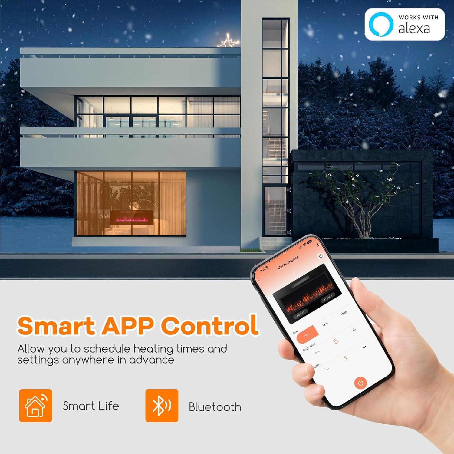 Chimenea Eléctrica Tangkula 127 cm Ultra Delgada Control Remoto