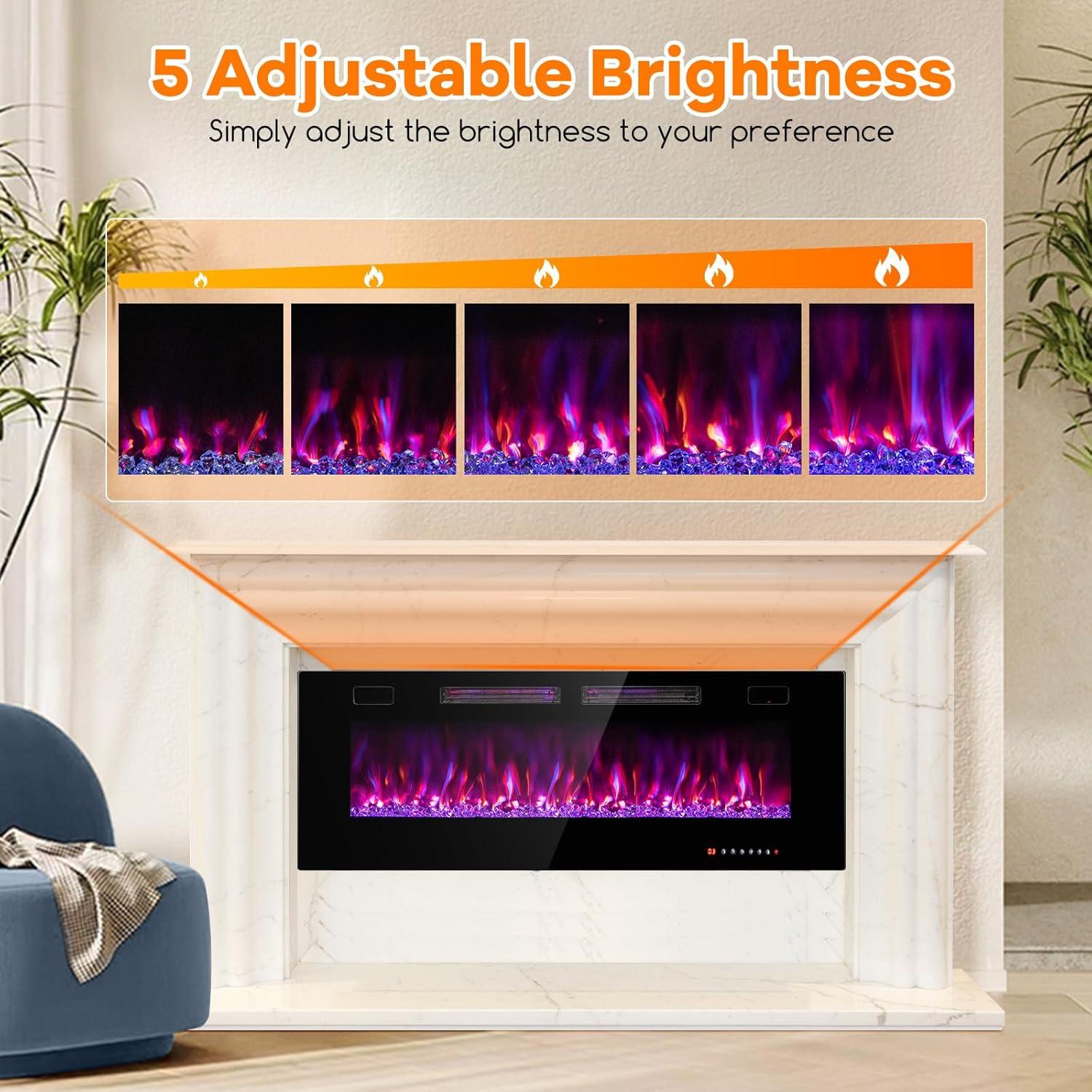 Chimenea Eléctrica Tangkula 127 cm Ultra Delgada Control Remoto