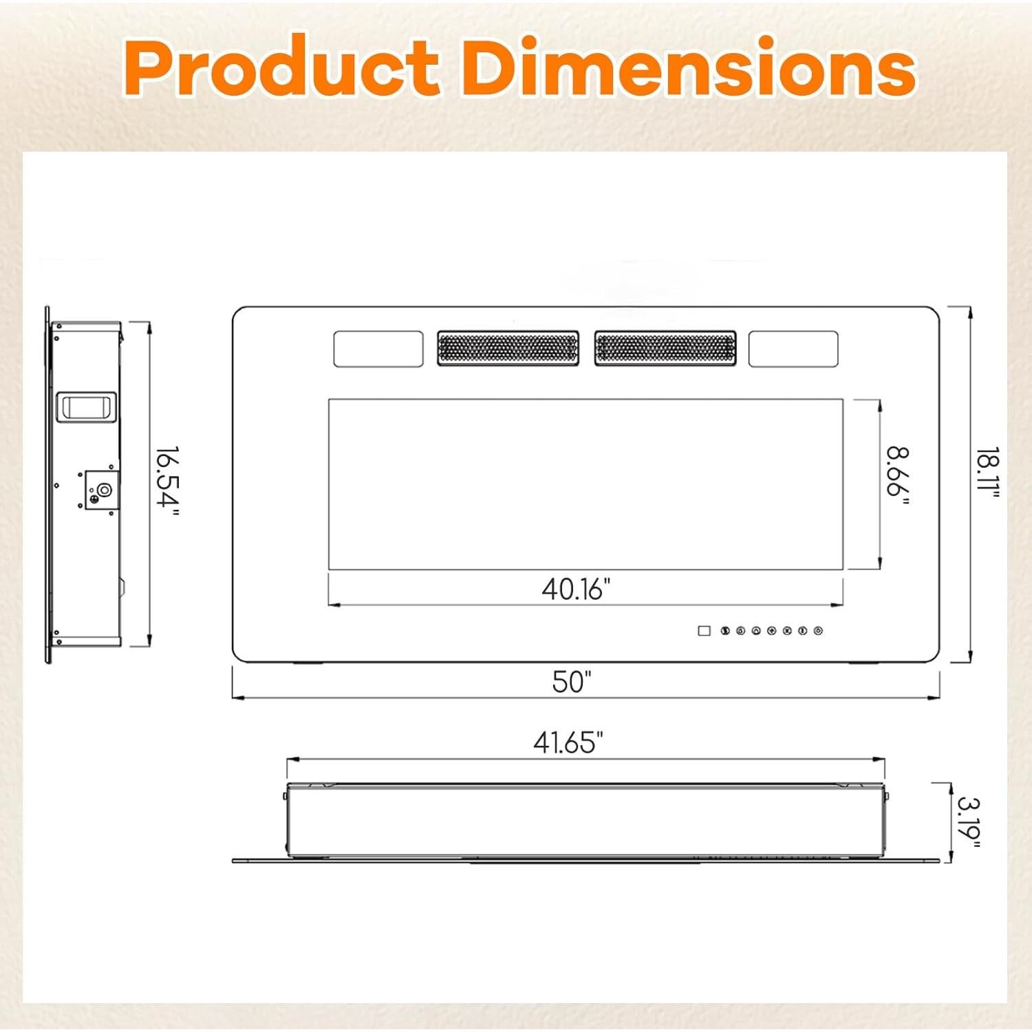 Chimenea Eléctrica Tangkula 127 cm Ultra Delgada Control Remoto