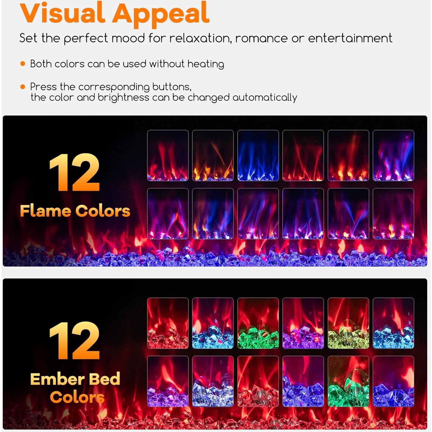 Chimenea Eléctrica Tangkula 127 cm Ultra Delgada Control Remoto