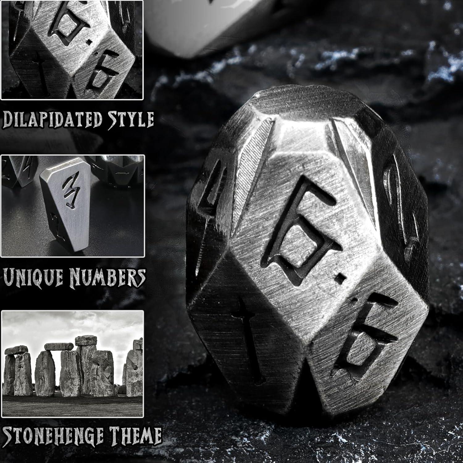 Juego de Dados de Metal ZHOORQI 7 Pcs D&D Stonehenge