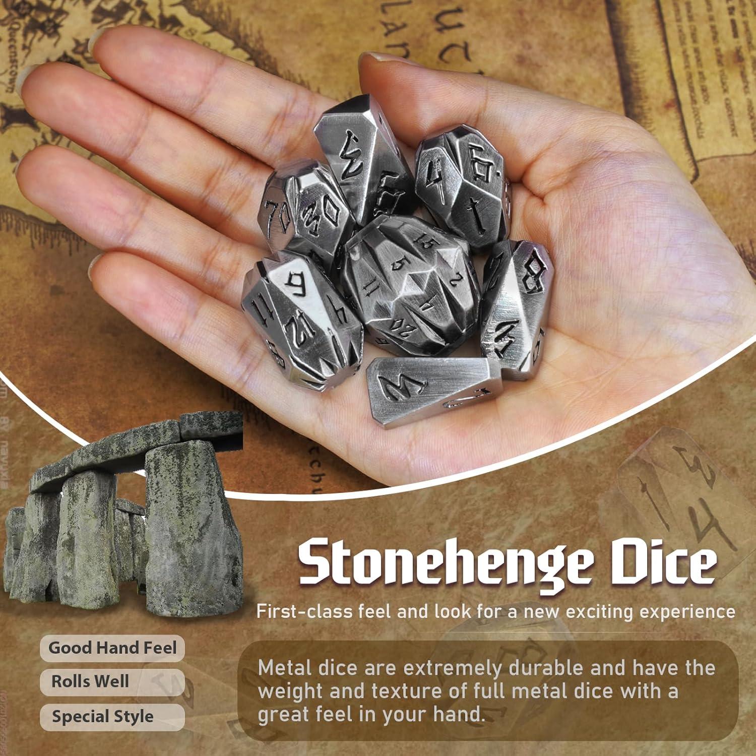 Juego de Dados de Metal ZHOORQI 7 Pcs D&D Stonehenge