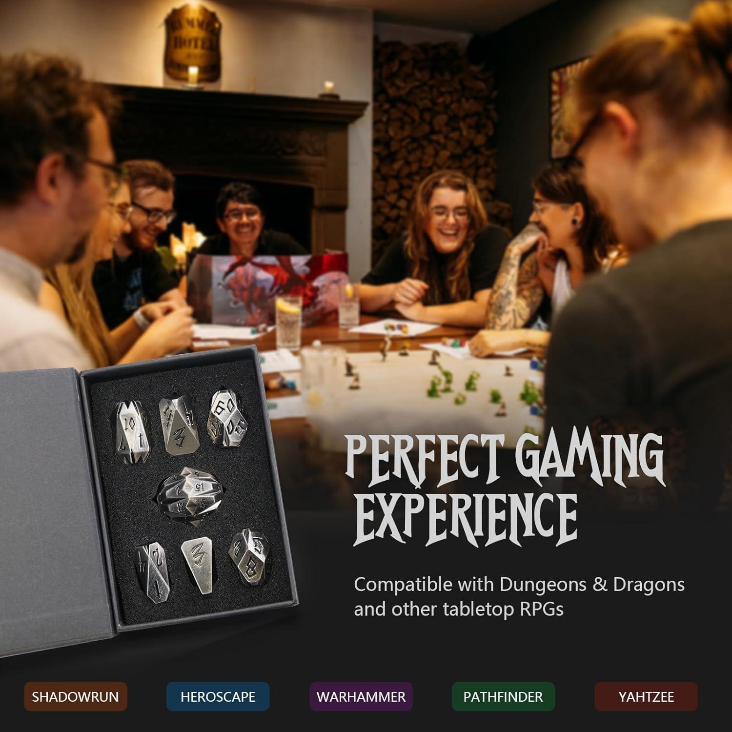 Juego de Dados de Metal ZHOORQI 7 Pcs D&D Stonehenge