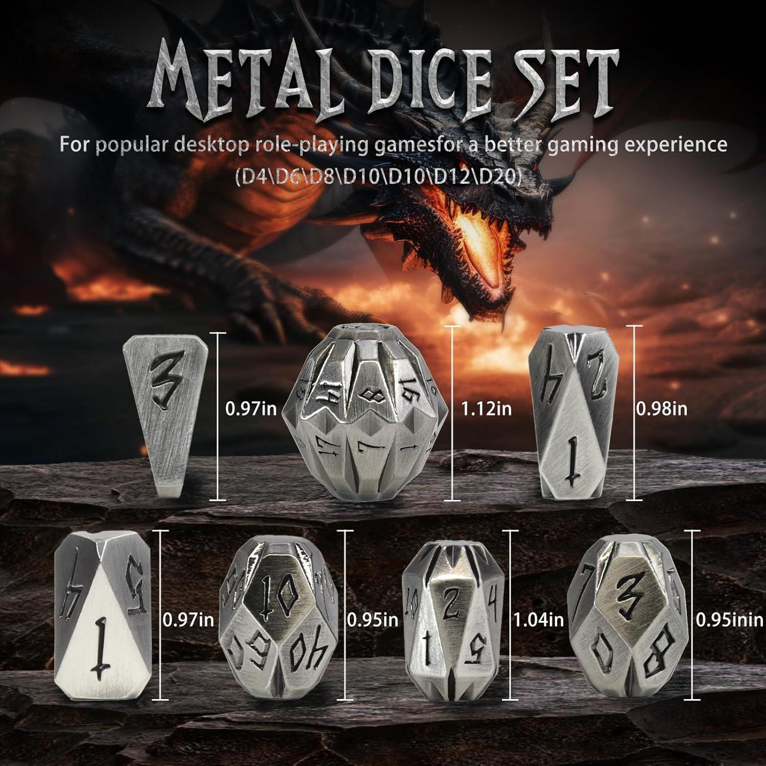 Juego de Dados de Metal ZHOORQI 7 Pcs D&D Stonehenge