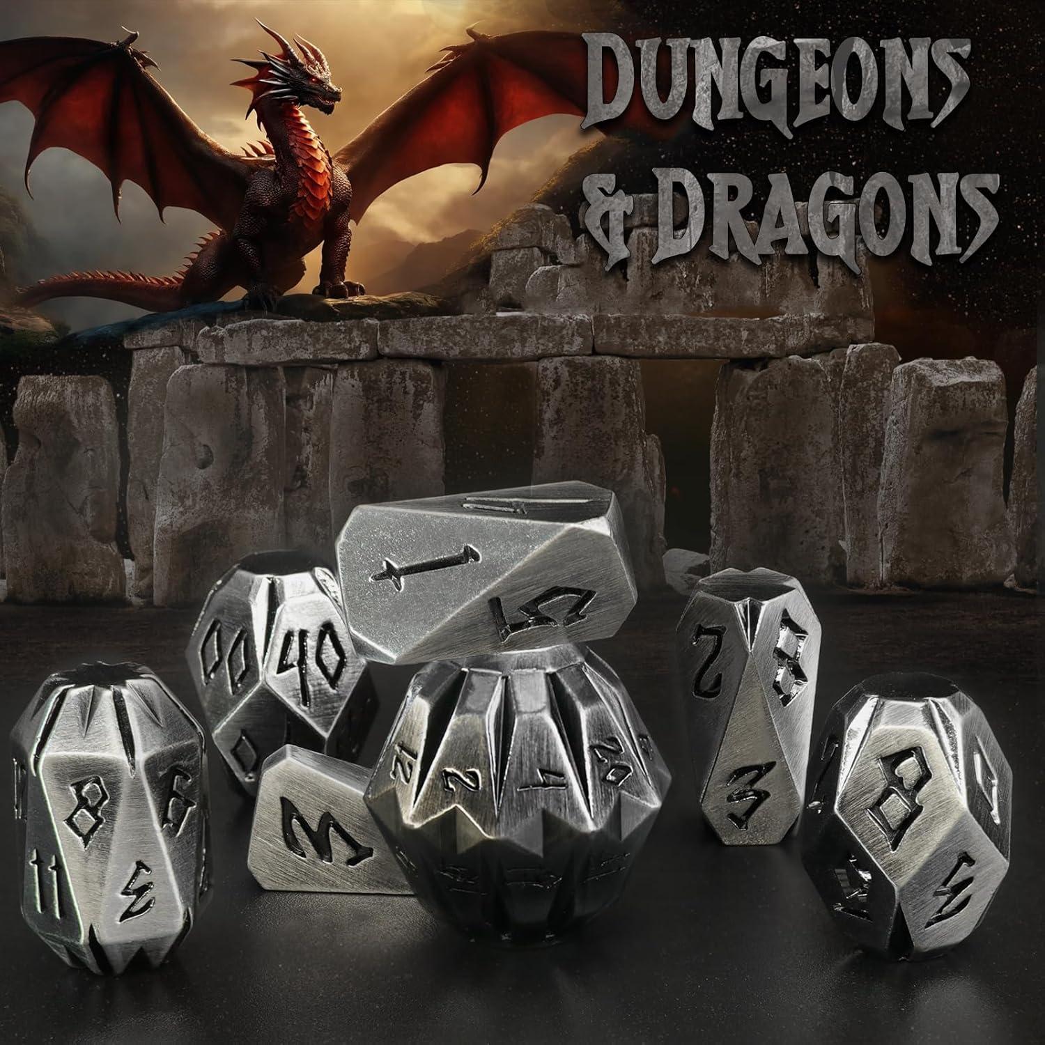 Juego de Dados de Metal ZHOORQI 7 Pcs D&D Stonehenge