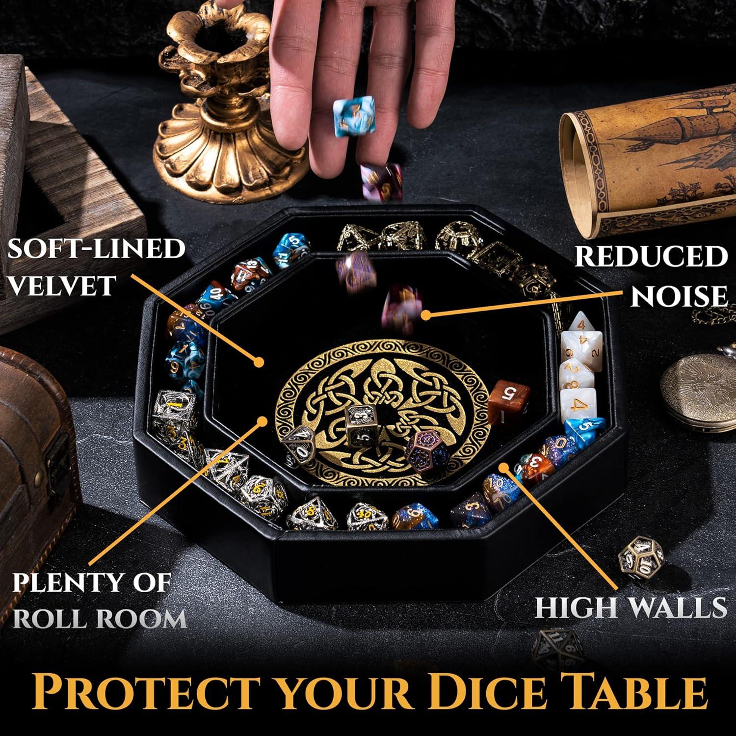 Bandeja de Dados Soar Forge Octagonal 20 cm Dragón Dorado