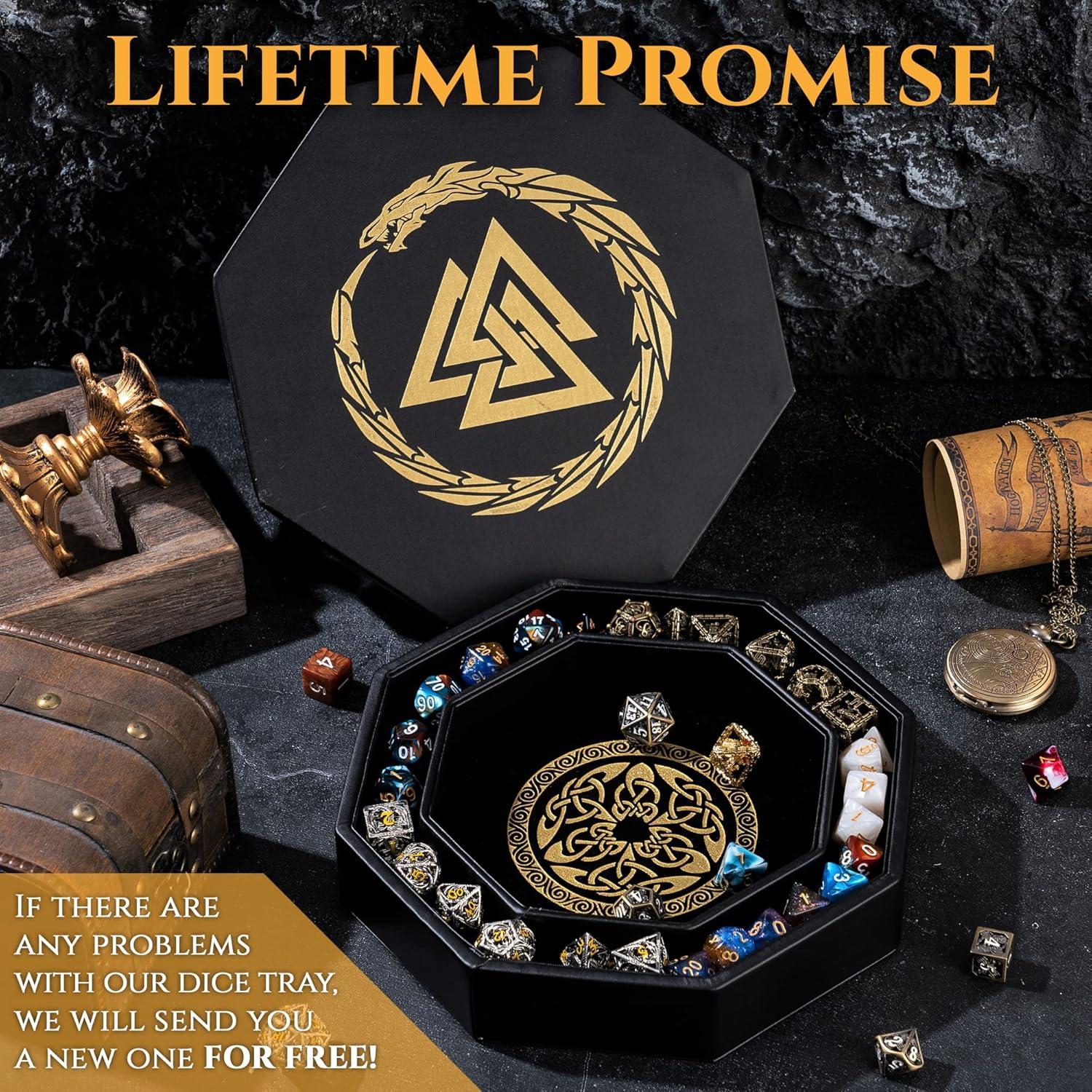 Bandeja de Dados Soar Forge Octagonal 20 cm Dragón Dorado