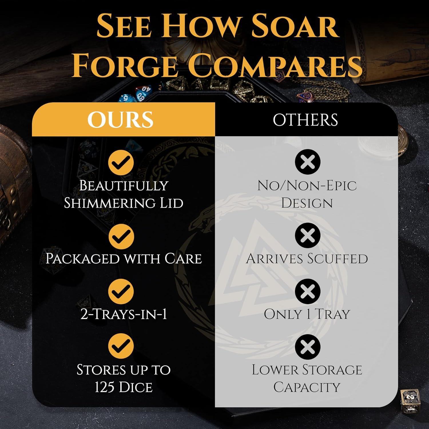 Bandeja de Dados Soar Forge Octagonal 20 cm Dragón Dorado